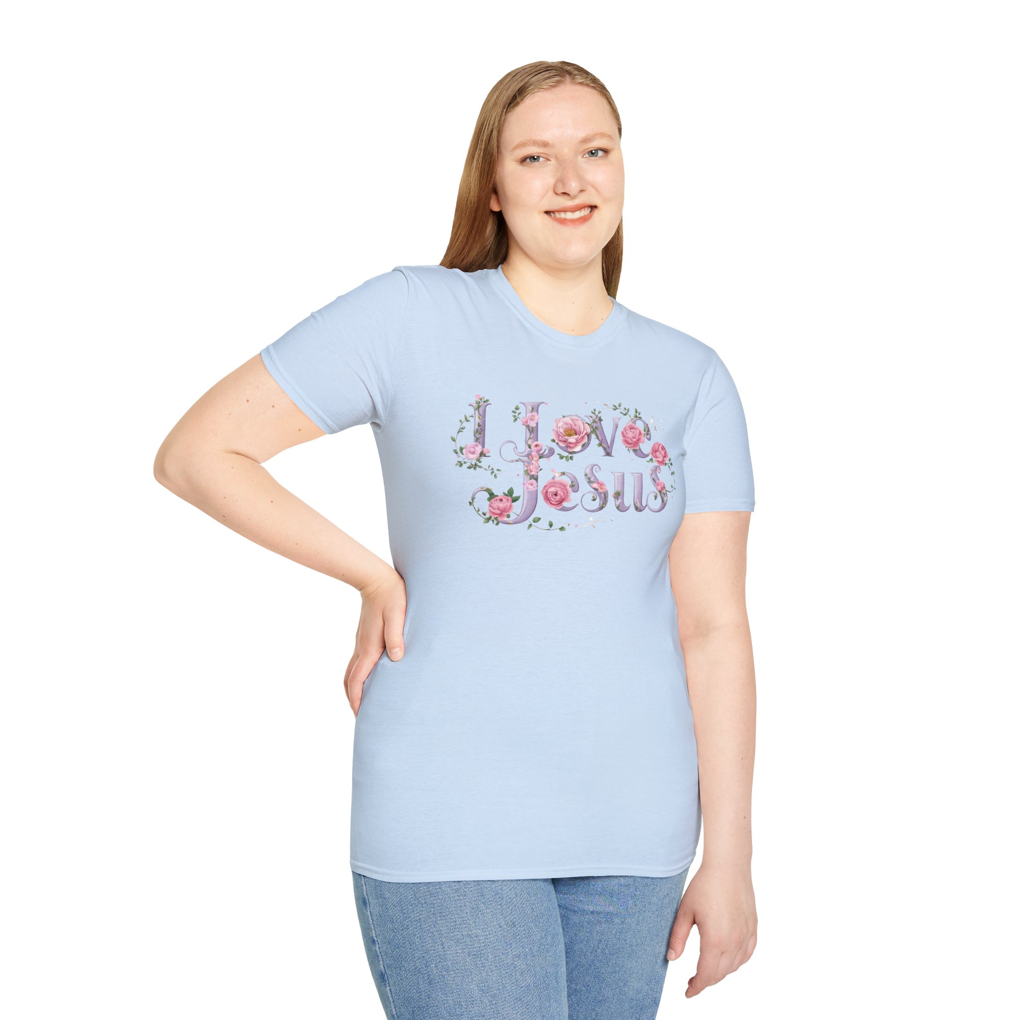 Floral 'I Love Jesus' T-Shirt - Feminine Christian Top - Soft Cotton Tee - Image 73