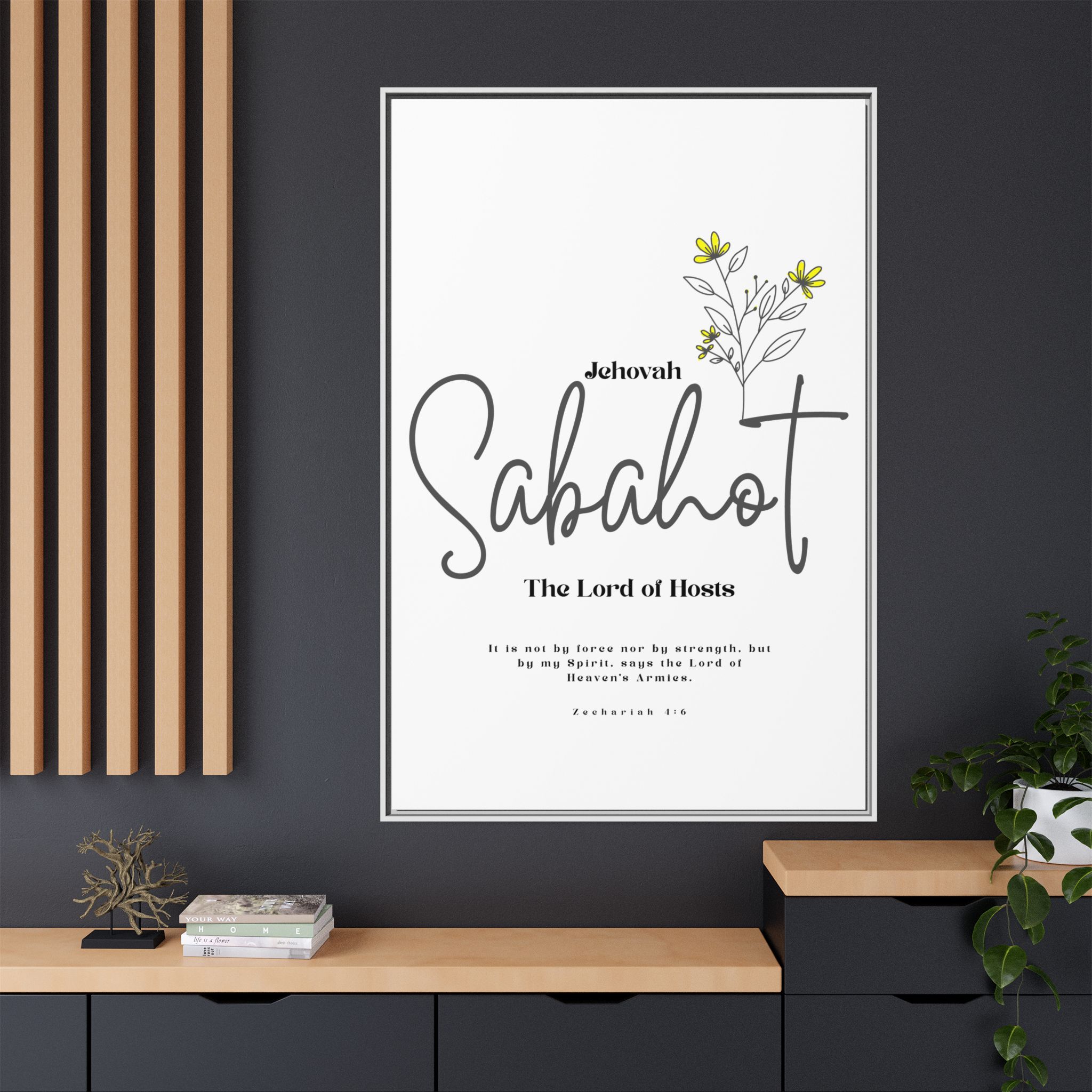 Jehovah Sabaoth Framed Canvas – The Lord of Hosts Minimalist Floral Scripture Art - Image 60