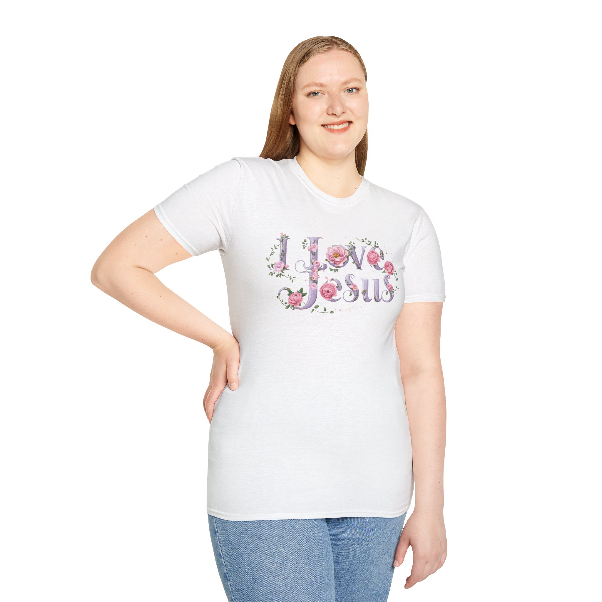 Floral 'I Love Jesus' T-Shirt - Feminine Christian Top - Soft Cotton Tee - Image 11