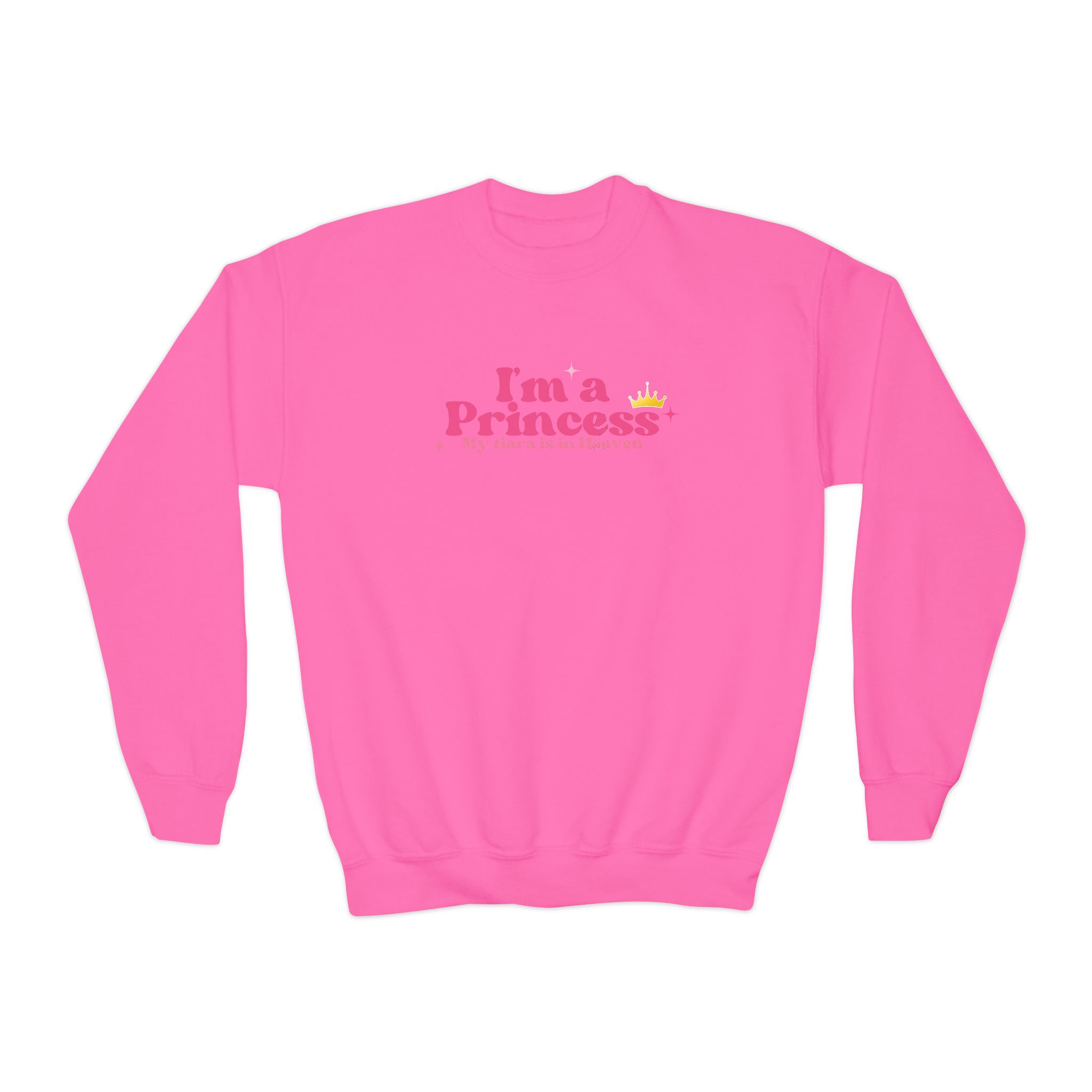 I Am a Princess – My Tiara Is in Heaven - Youth Crewneck Sweatshirt - Image 2