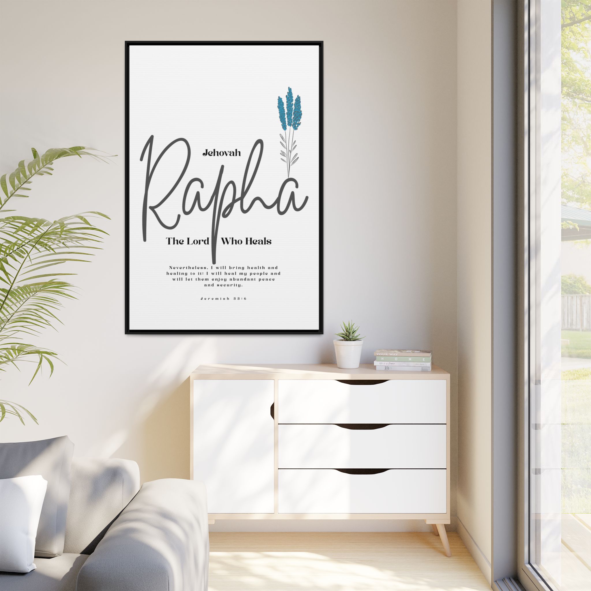 Jehovah Rapha Framed Canvas - The Lord Who Heals- Soothing Multi-Color Scripture Art - Image 51