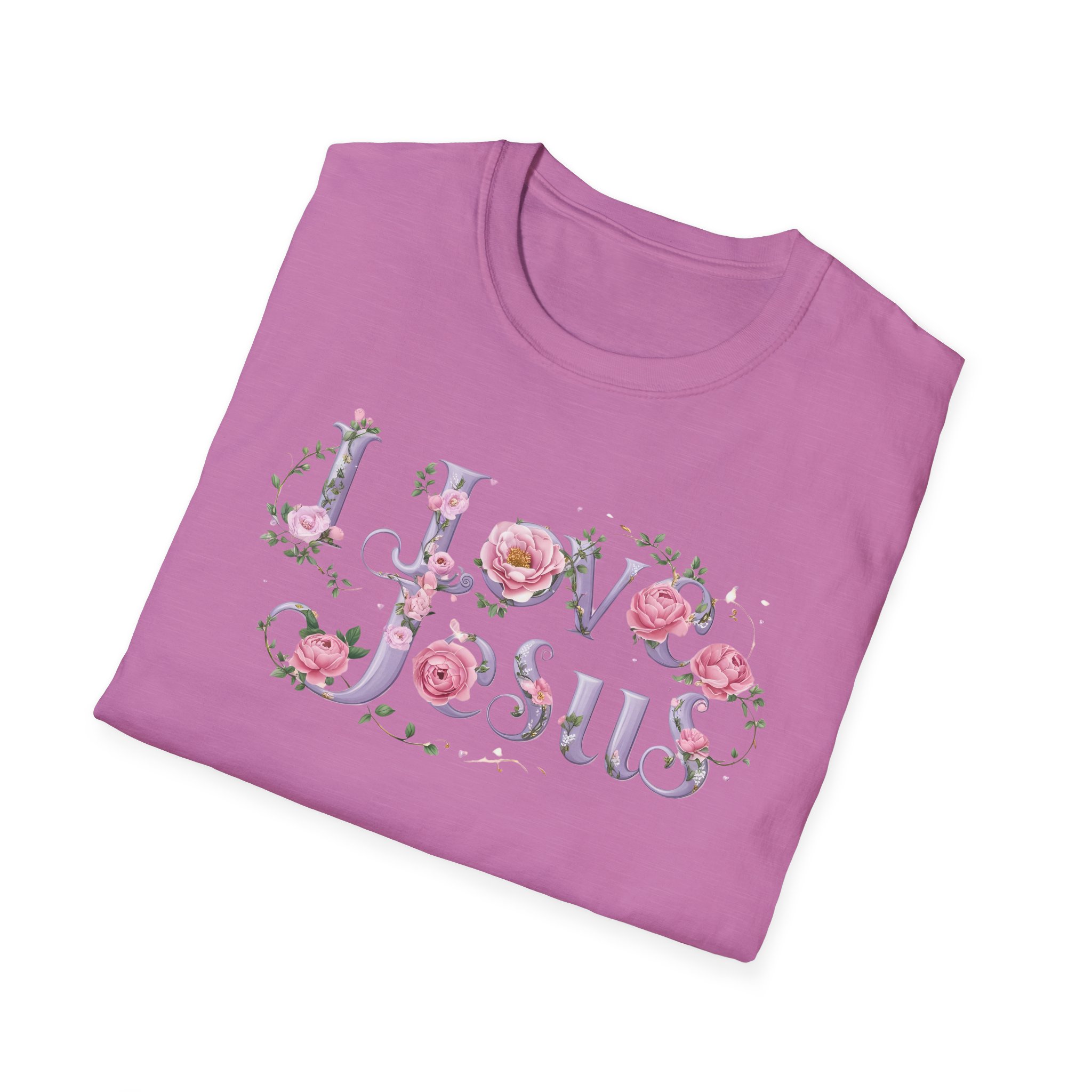 Floral 'I Love Jesus' T-Shirt - Feminine Christian Top - Soft Cotton Tee - Image 5