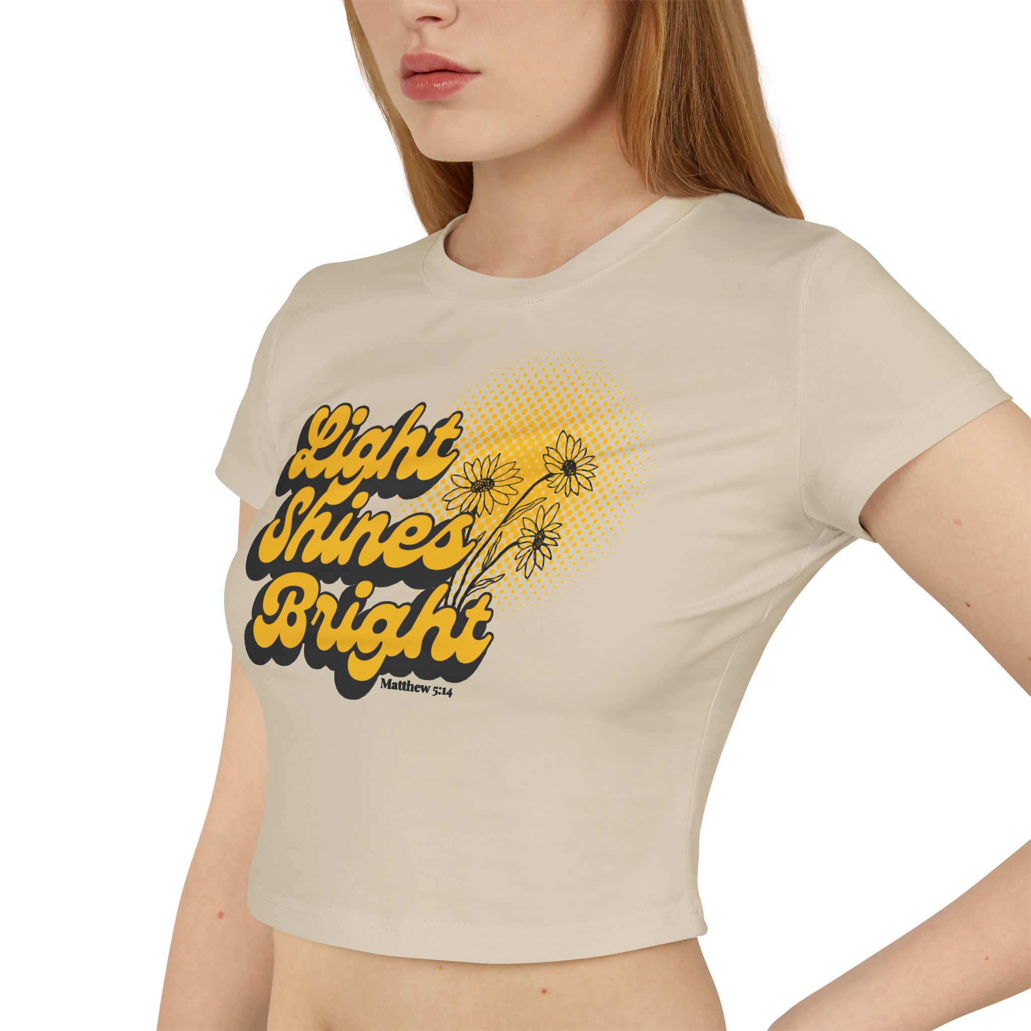 Women’s baby tee - 'Light Shines Bright' Design, Inspired by Matthew’s Call to Be Light - Image 4