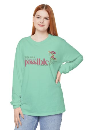 With God All Things Are Possible, Long-Sleeve Shirt - Matthew 19:26