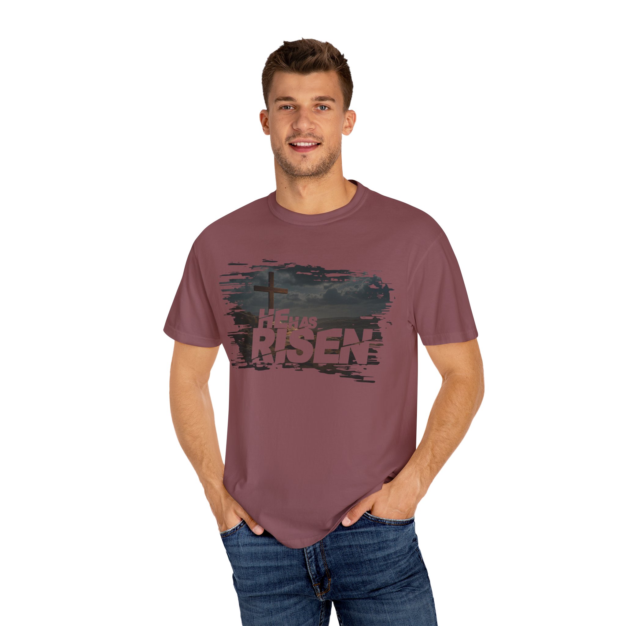He Has Risen Matthew 28:6 v2 - Inspirational Unisex Christian T-Shirt by Love316 - Image 8