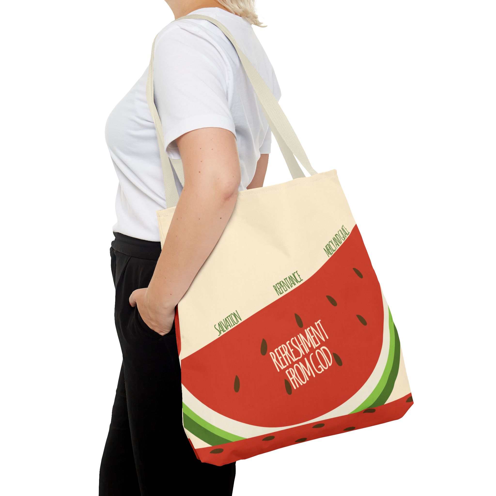 Watermelon Tote Bag - 'Salvation, Repentance, Mercy & Grace' Design, Perfect for Summer - Image 28