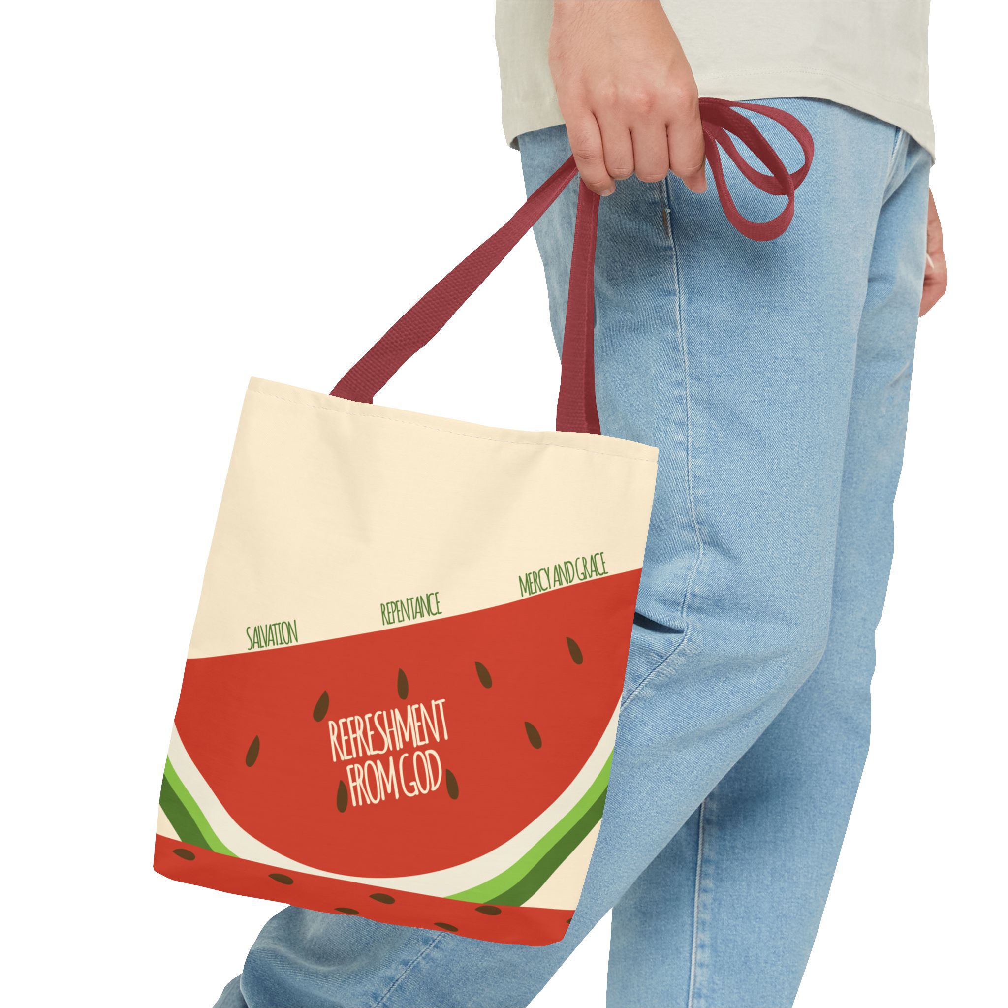 Watermelon Tote Bag - 'Salvation, Repentance, Mercy & Grace' Design, Perfect for Summer - Image 4