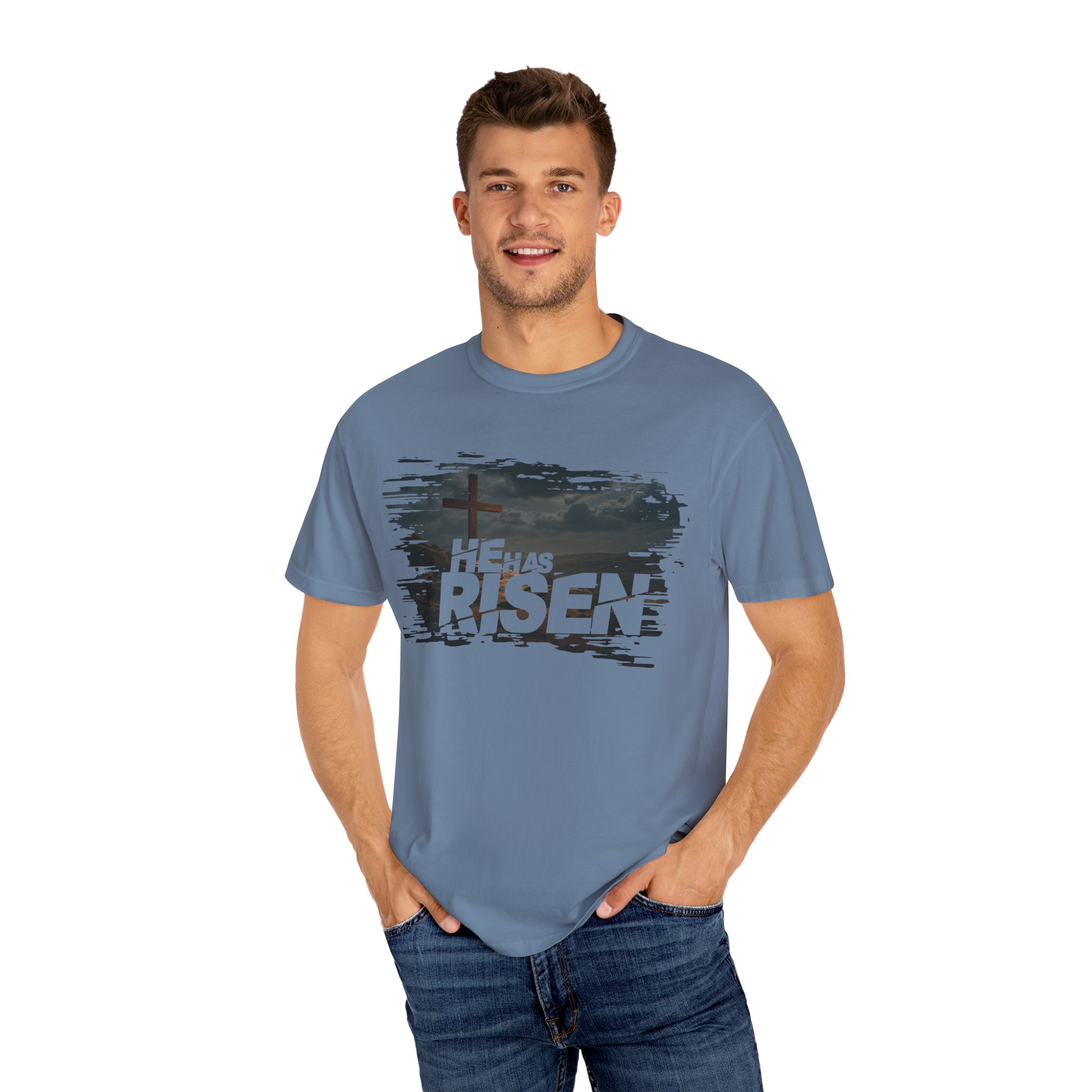 He Has Risen Matthew 28:6 v2 - Inspirational Unisex Christian T-Shirt by Love316 - Image 44