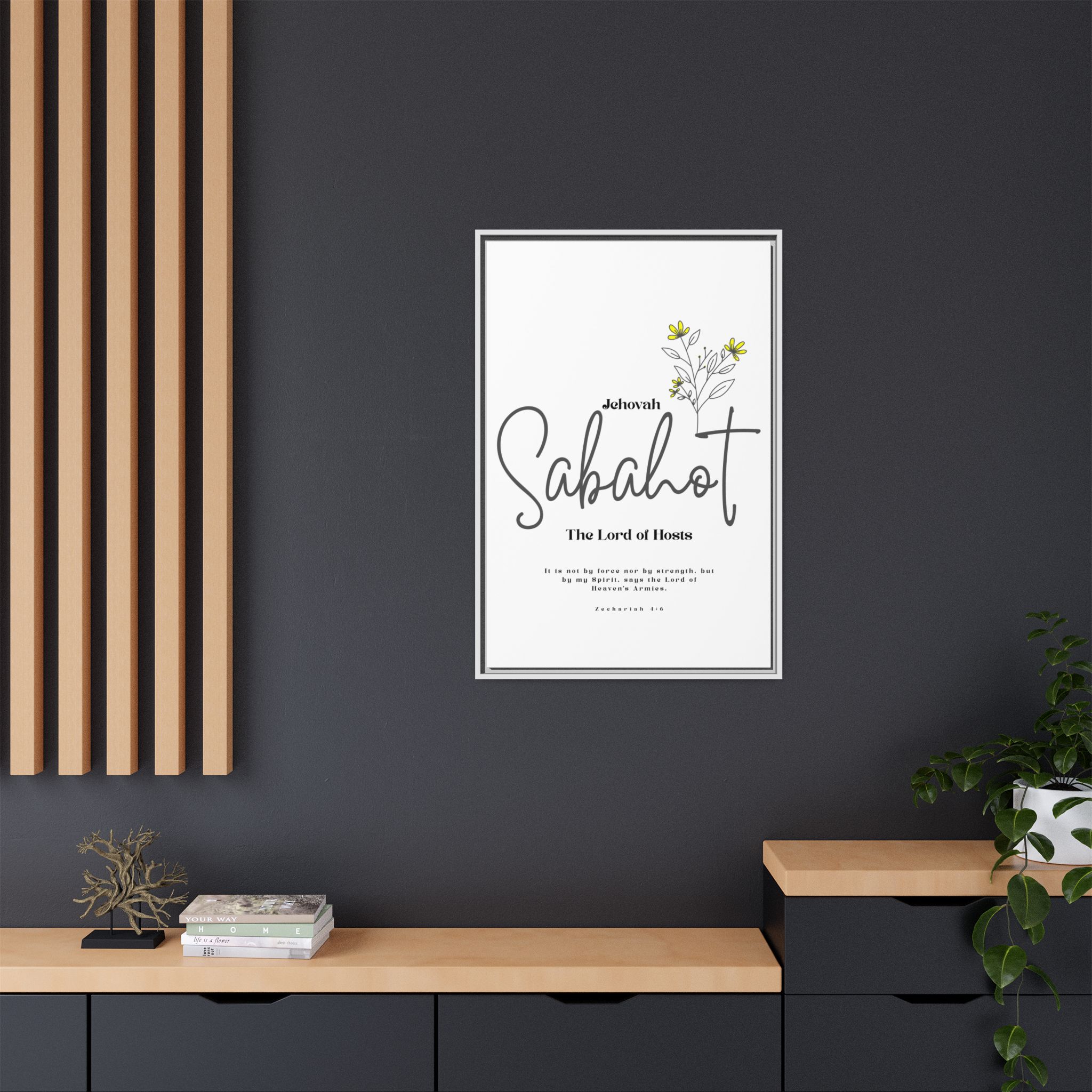 Jehovah Sabaoth Framed Canvas – The Lord of Hosts Minimalist Floral Scripture Art - Image 16