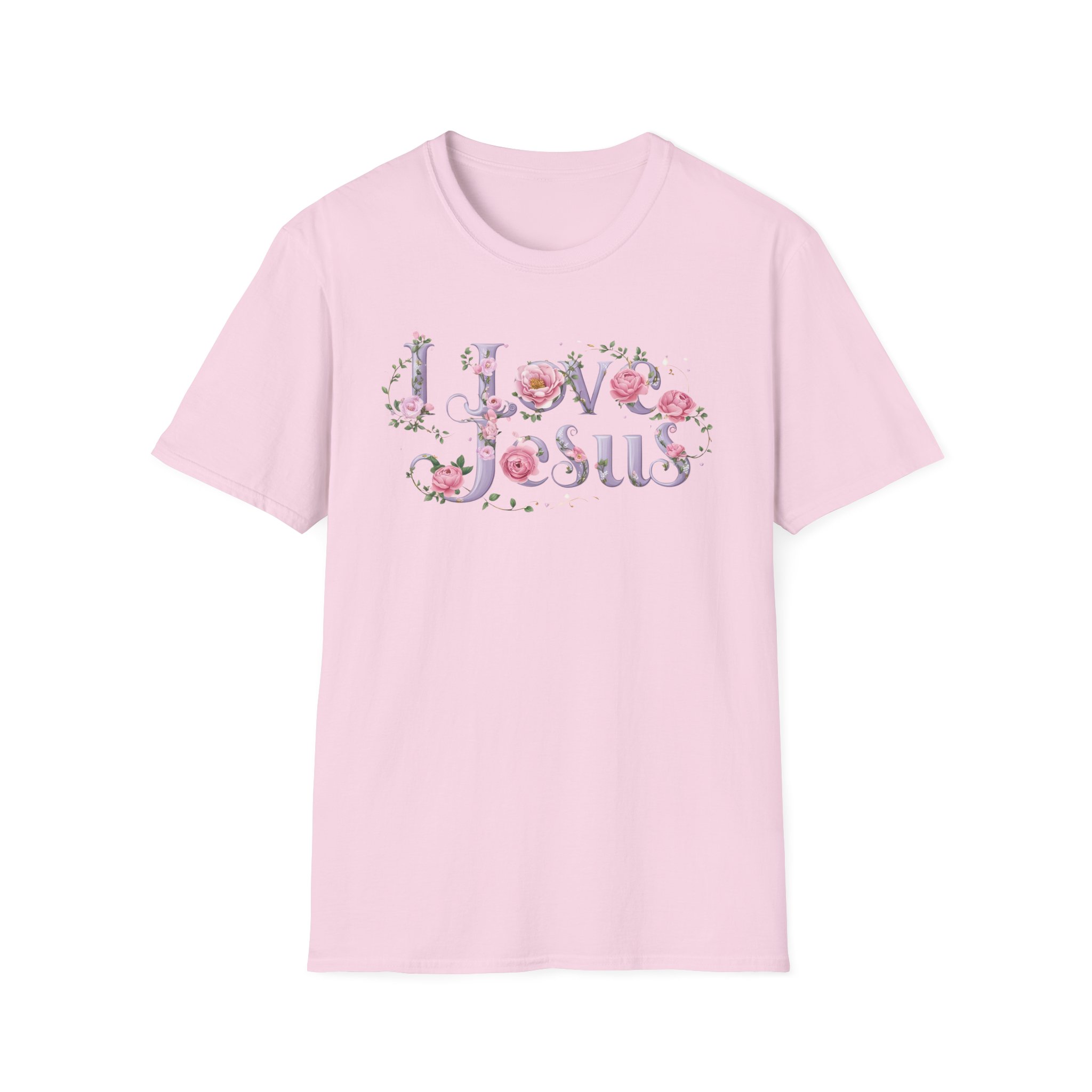 Floral 'I Love Jesus' T-Shirt - Feminine Christian Top - Soft Cotton Tee - Image 74