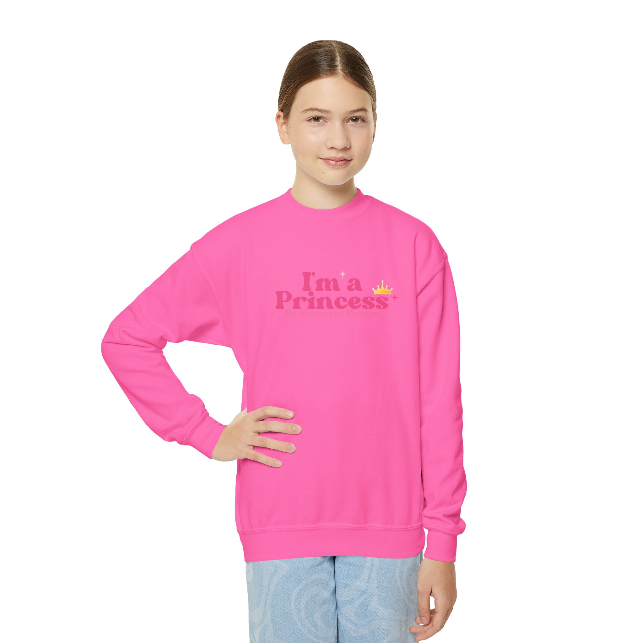 I Am a Princess – My Tiara Is in Heaven - Youth Crewneck Sweatshirt