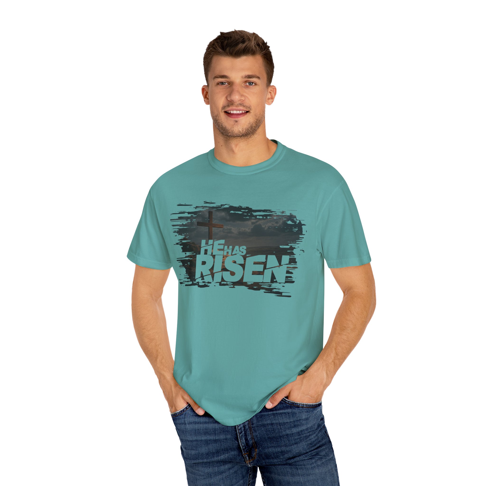 He Has Risen Matthew 28:6 v2 - Inspirational Unisex Christian T-Shirt by Love316 - Image 40