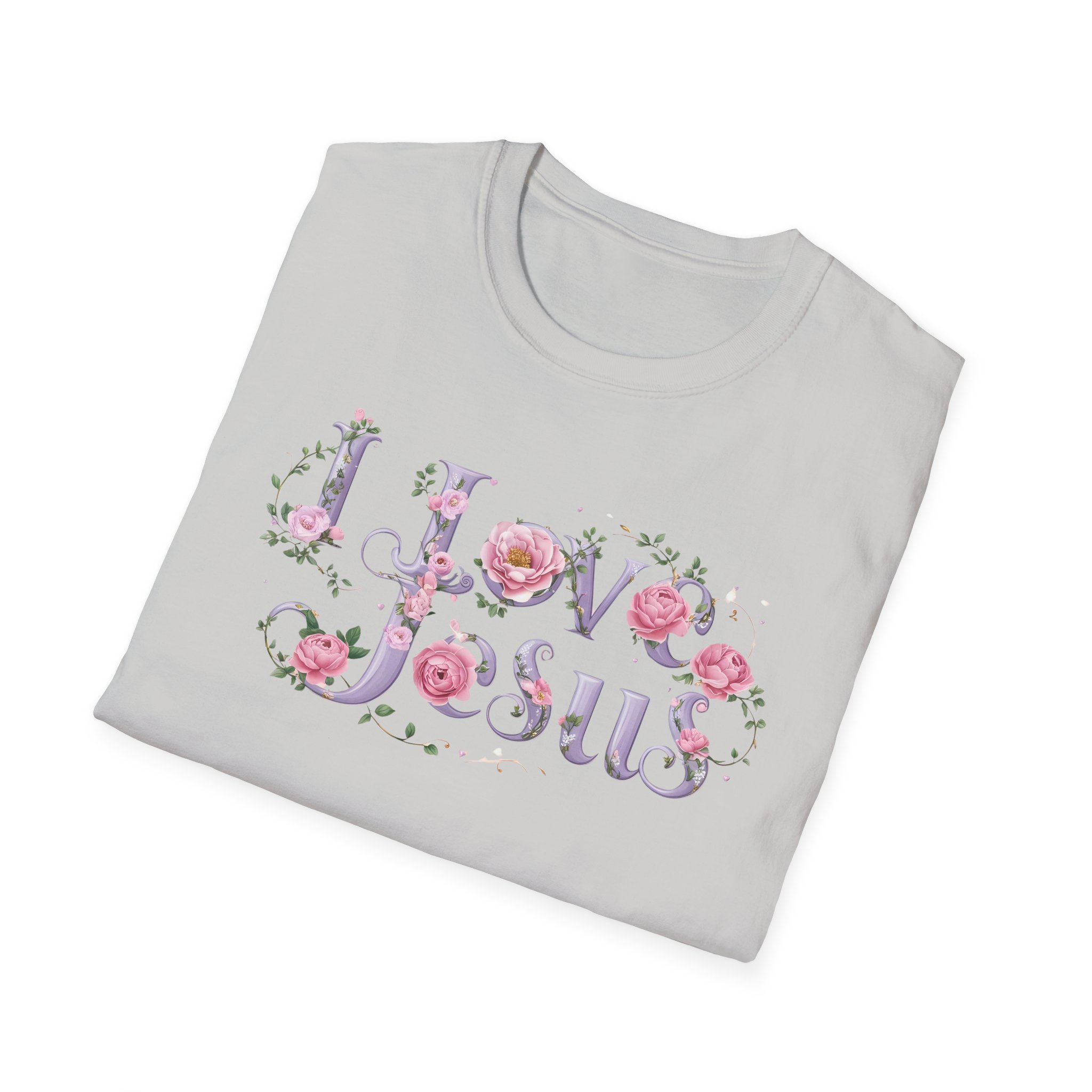 Floral 'I Love Jesus' T-Shirt - Feminine Christian Top - Soft Cotton Tee - Image 22