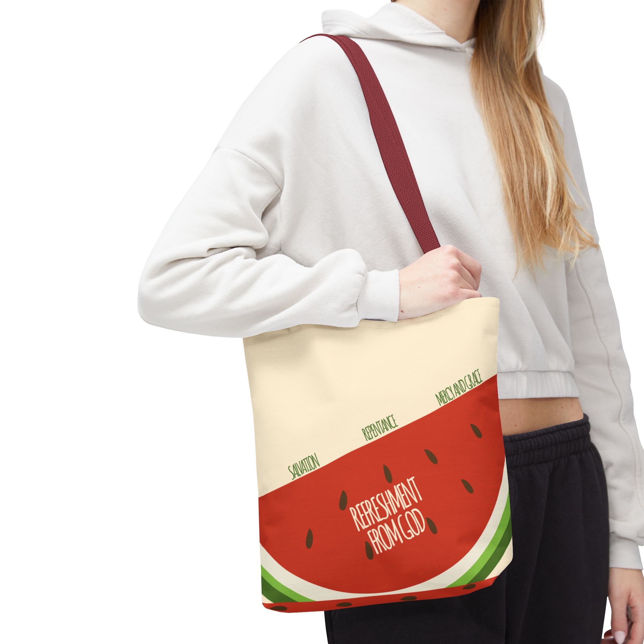 Watermelon Tote Bag - 'Salvation, Repentance, Mercy & Grace' Design, Perfect for Summer - Image 8