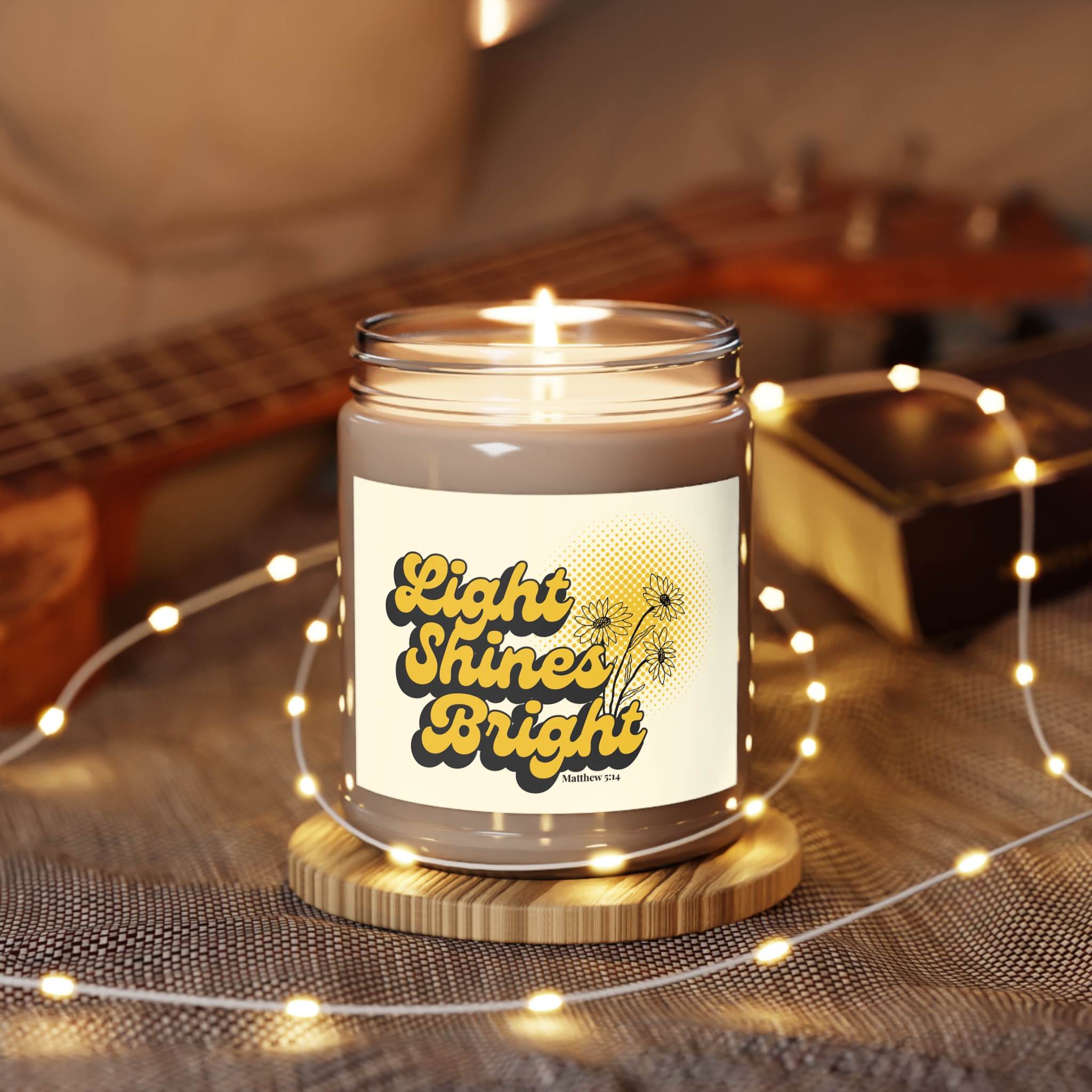 Light Shines Bright, Scented Candle - Matthew 5:14, Christian Home Decor - Image 4