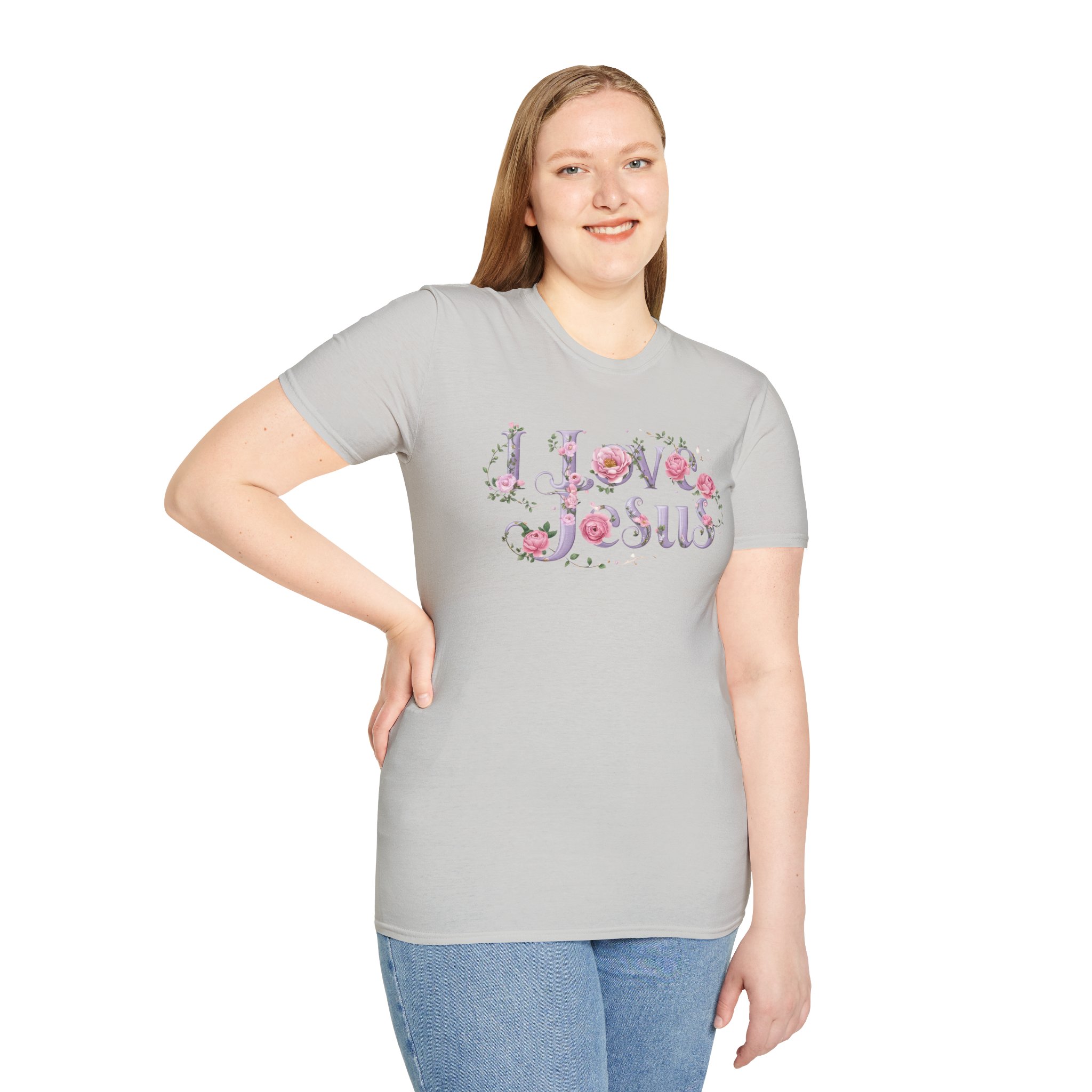 Floral 'I Love Jesus' T-Shirt - Feminine Christian Top - Soft Cotton Tee - Image 24