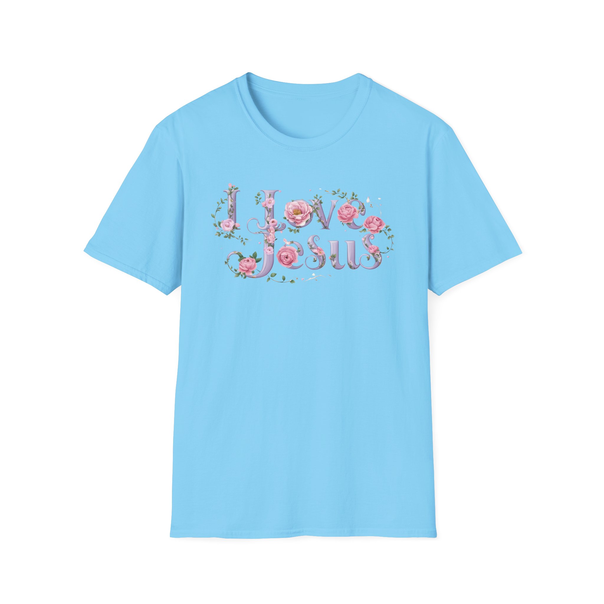 Floral 'I Love Jesus' T-Shirt - Feminine Christian Top - Soft Cotton Tee - Image 62