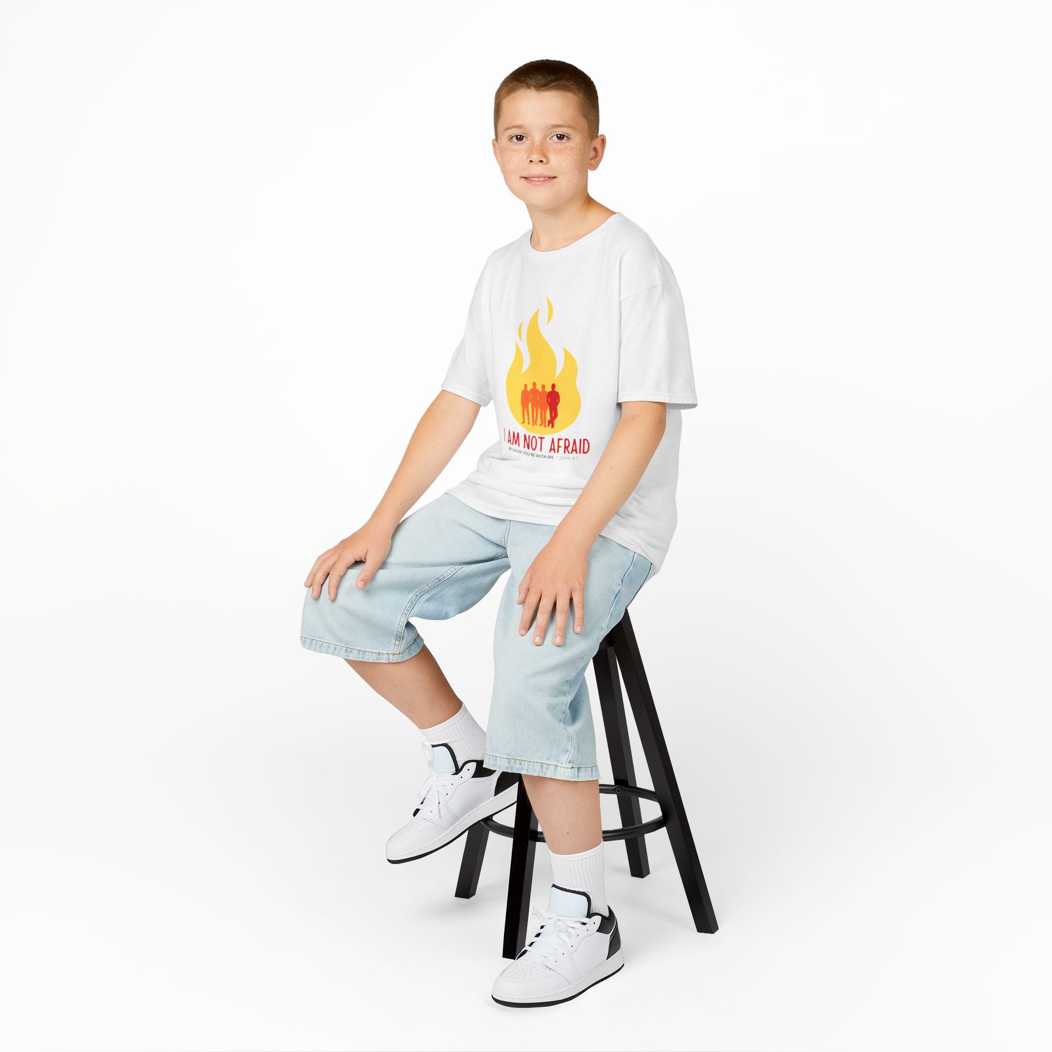 I Am Not Afraid - Kids Tee - 1 John 4:1, Christian Apparel - Image 13