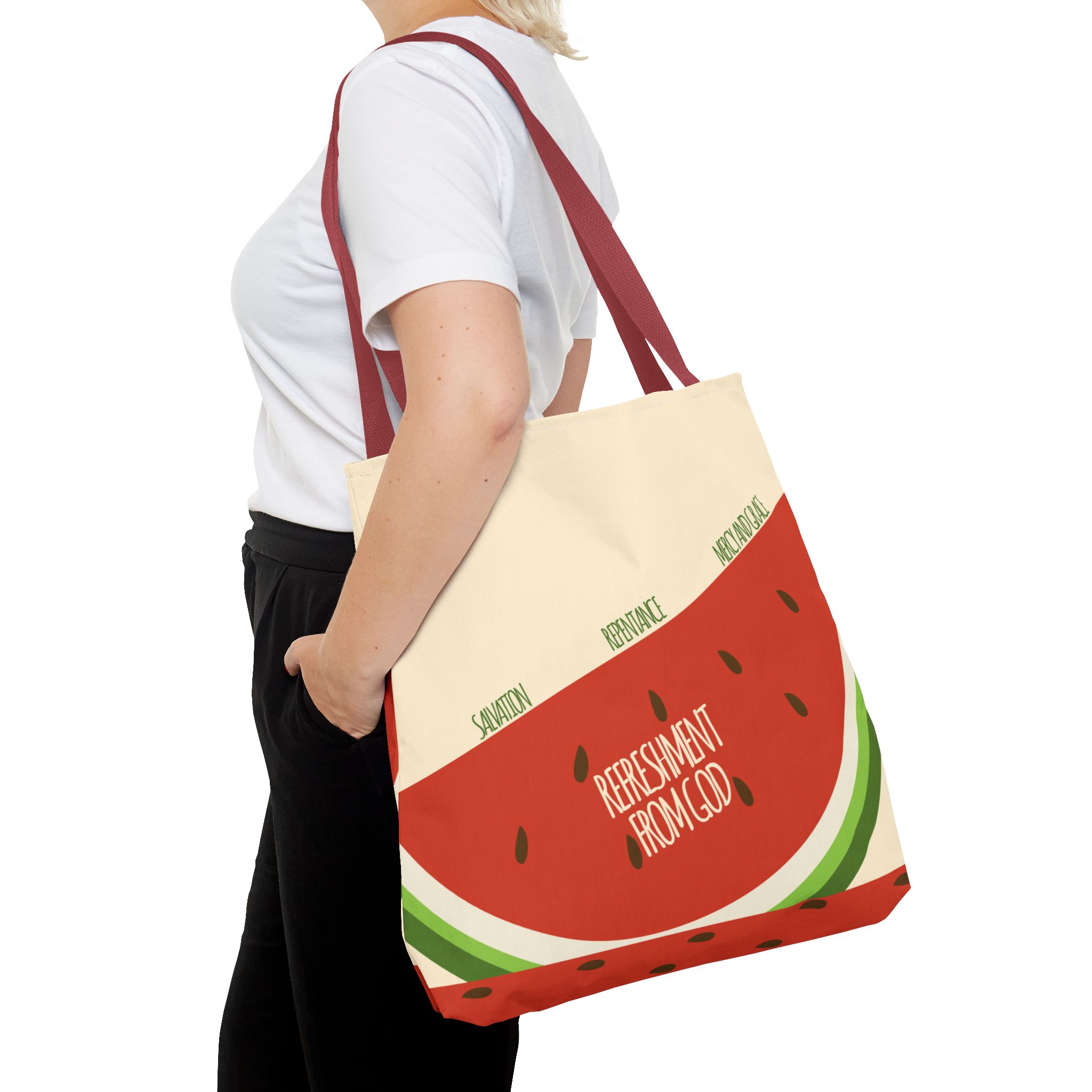 Watermelon Tote Bag - 'Salvation, Repentance, Mercy & Grace' Design, Perfect for Summer - Image 16