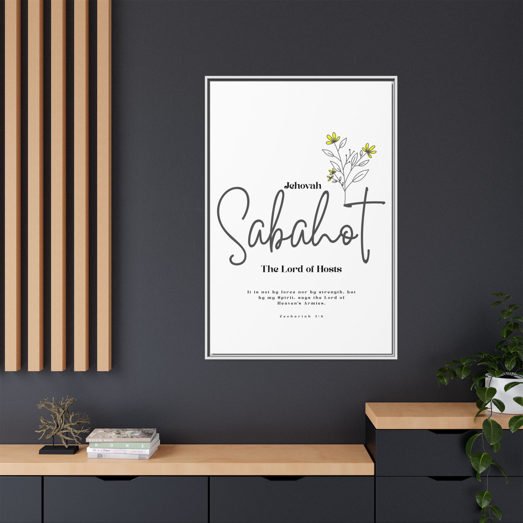 Jehovah Sabaoth Framed Canvas – The Lord of Hosts Minimalist Floral Scripture Art - Image 24
