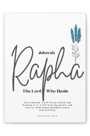 Jehovah Rapha Canvas - 'The Lord Who Heals' Minimalist Wall Art with Bible Verse