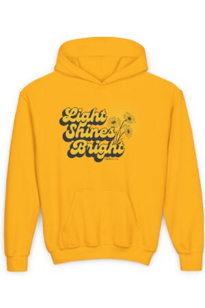 Youth Hooded Sweatshirt: Light Shines Bright – Cozy & Inspirational Design for Girls