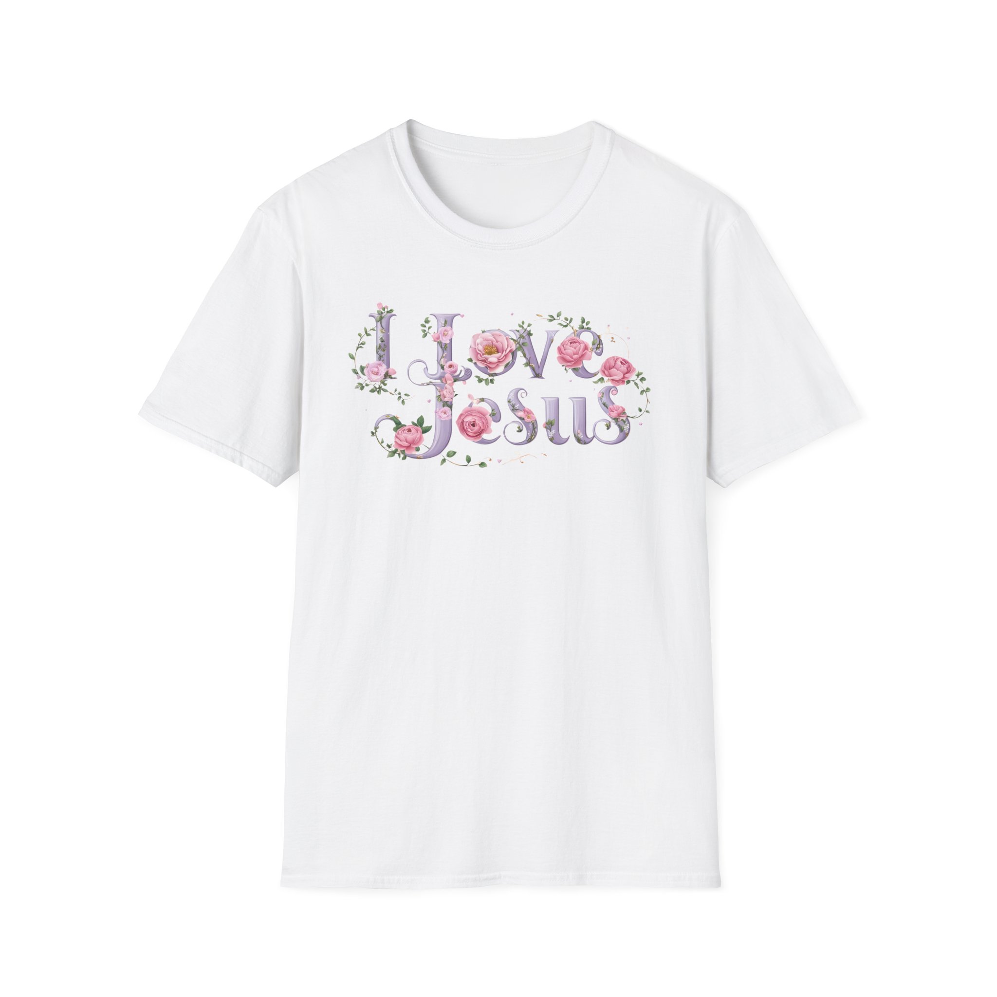 Floral 'I Love Jesus' T-Shirt - Feminine Christian Top - Soft Cotton Tee - Image 8