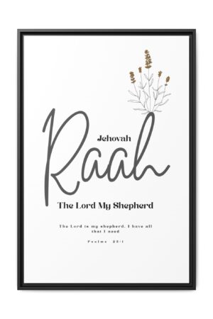 Jehovah Raah Framed Canvas - The Lord My Shepherd- Pastoral Multi-Color Scripture Art