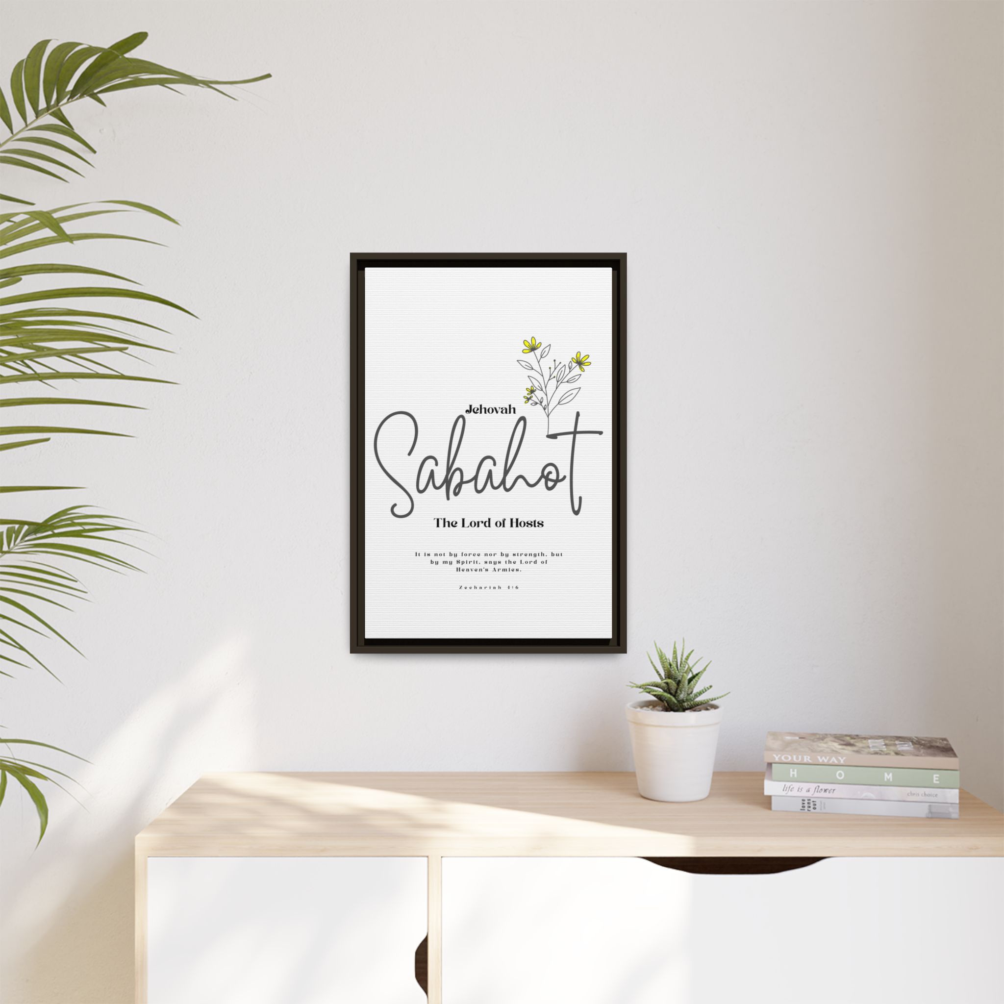 Jehovah Sabaoth Framed Canvas – The Lord of Hosts Minimalist Floral Scripture Art - Image 43