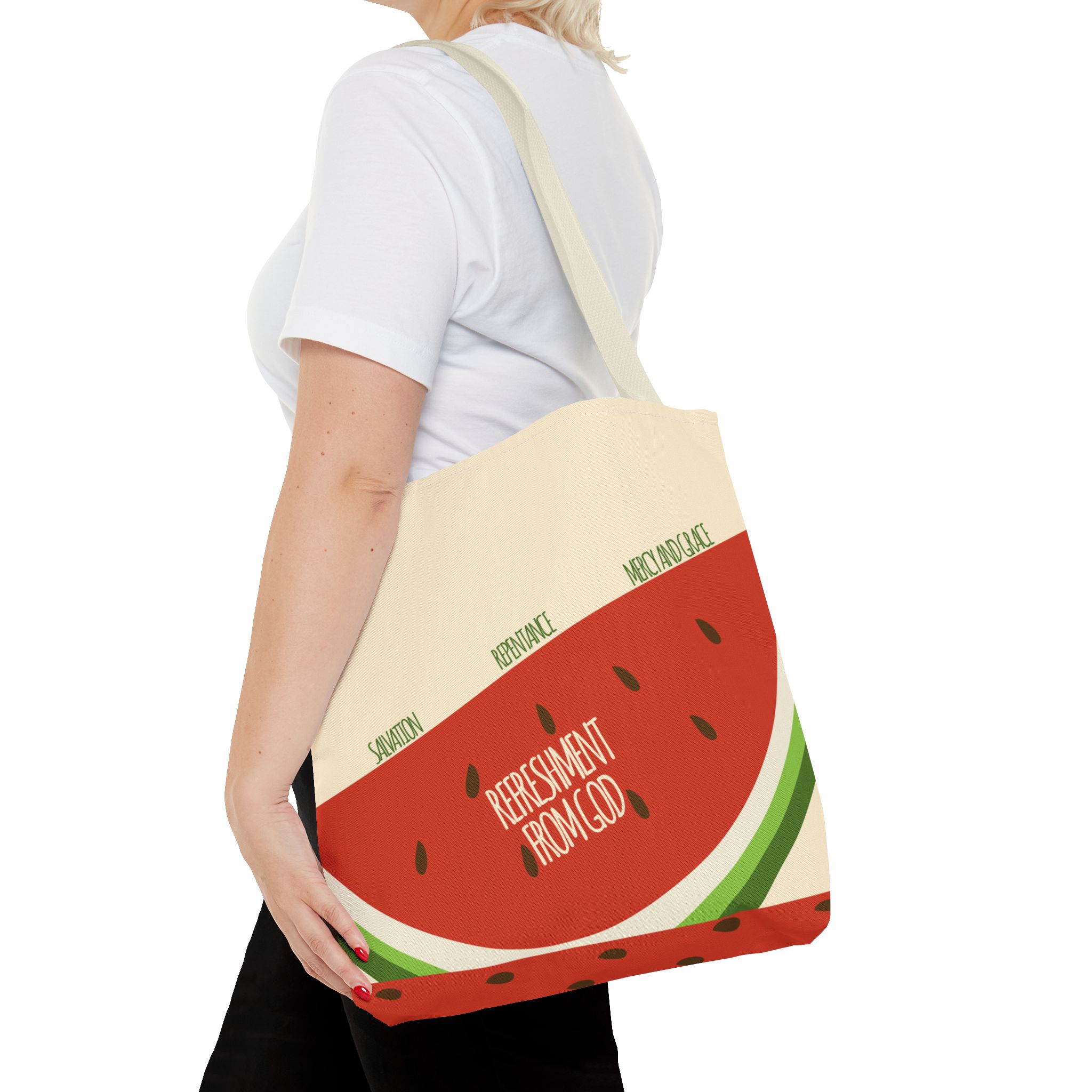 Watermelon Tote Bag - 'Salvation, Repentance, Mercy & Grace' Design, Perfect for Summer - Image 24