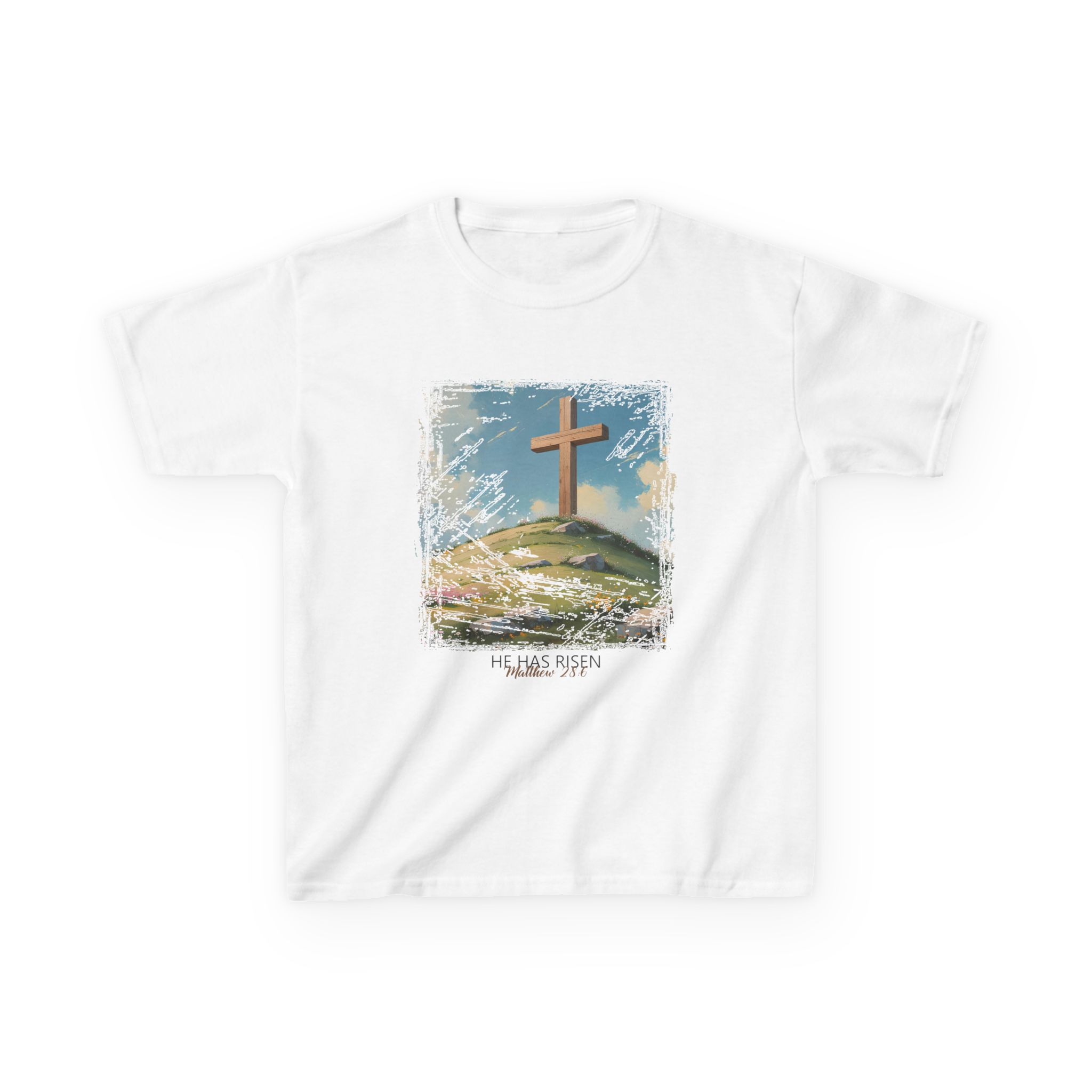 He Has Risen Matthew 28:6 - Inspirational Kids Christian T-Shirt by Love316 - Image 3