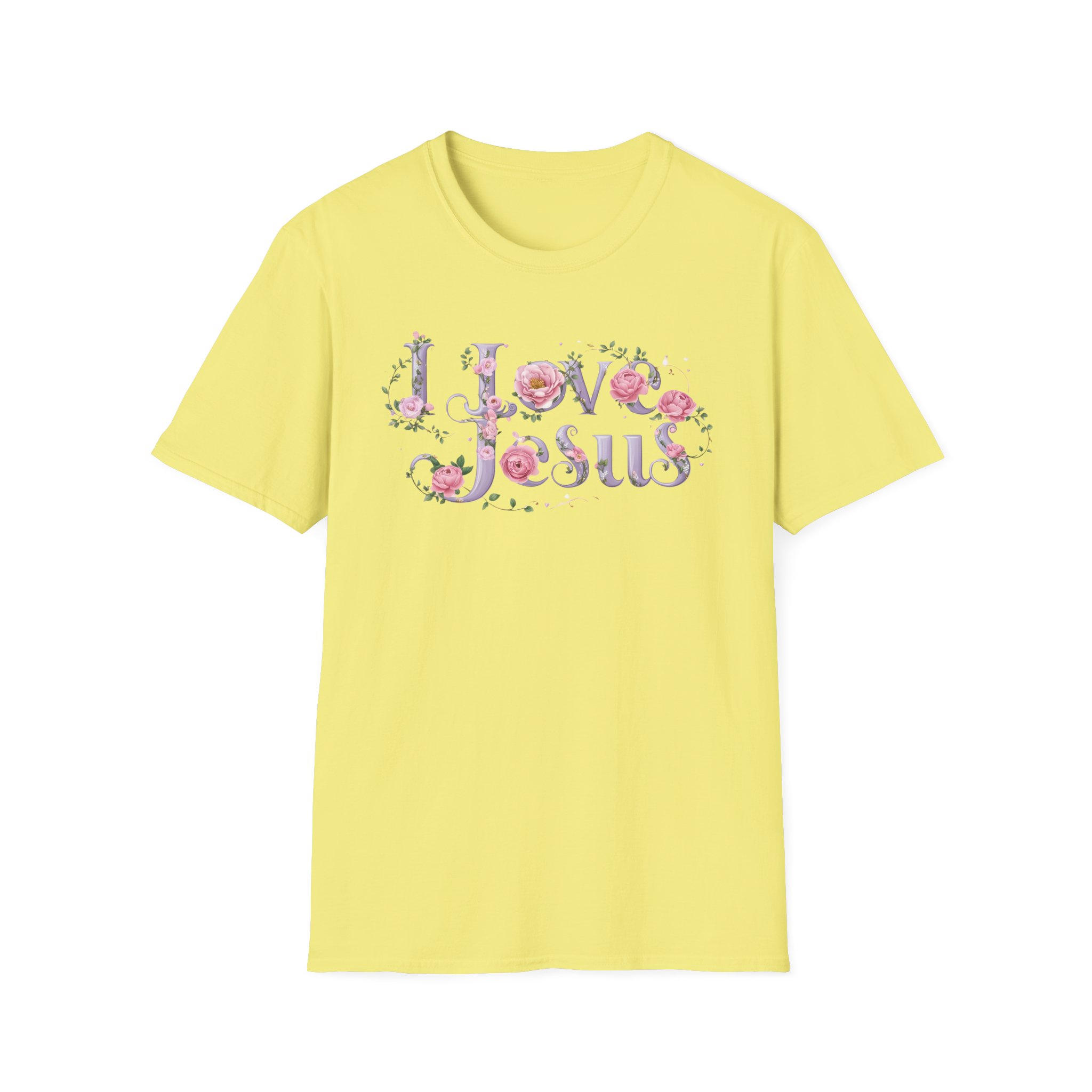 Floral 'I Love Jesus' T-Shirt - Feminine Christian Top - Soft Cotton Tee - Image 34