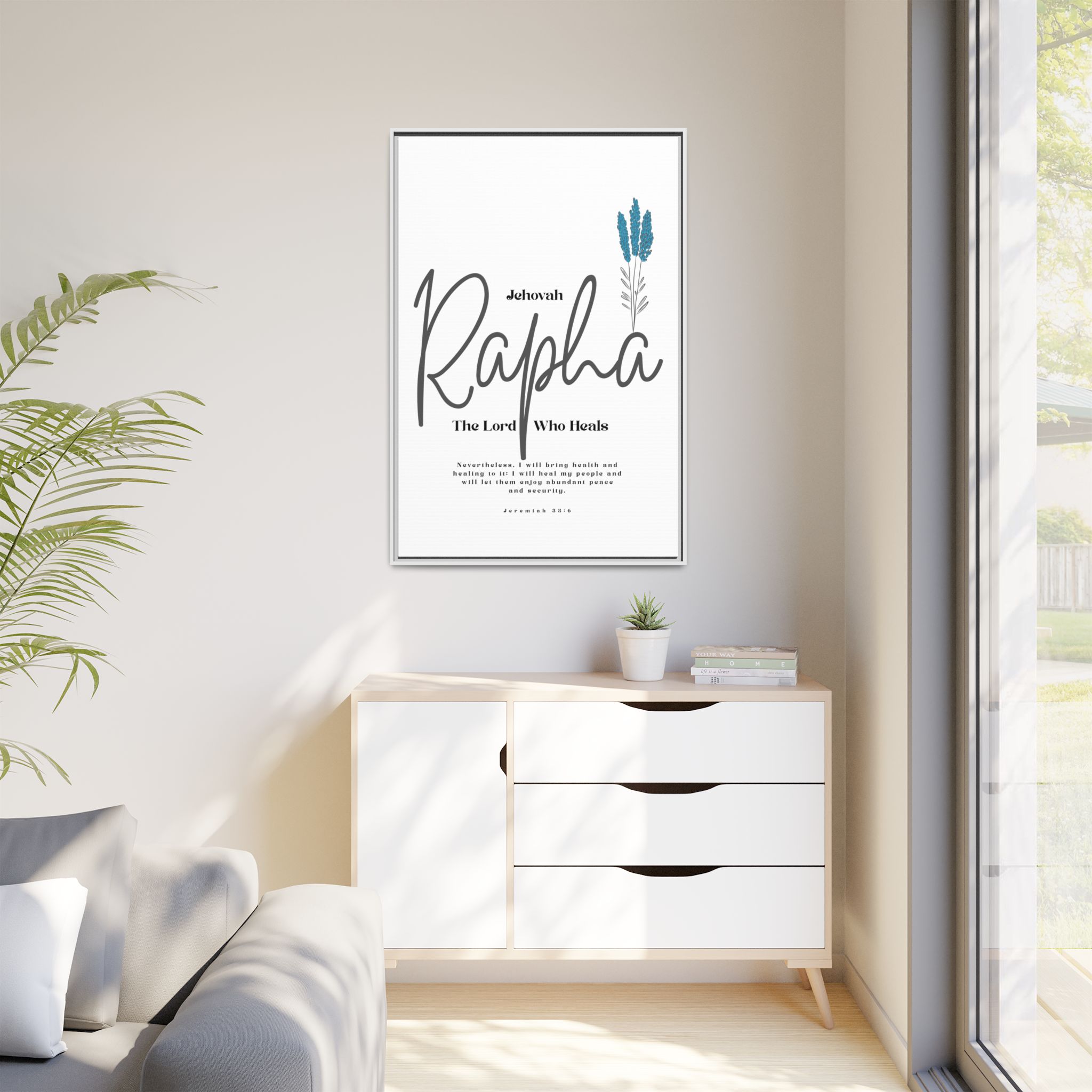 Jehovah Rapha Framed Canvas - The Lord Who Heals- Soothing Multi-Color Scripture Art - Image 23