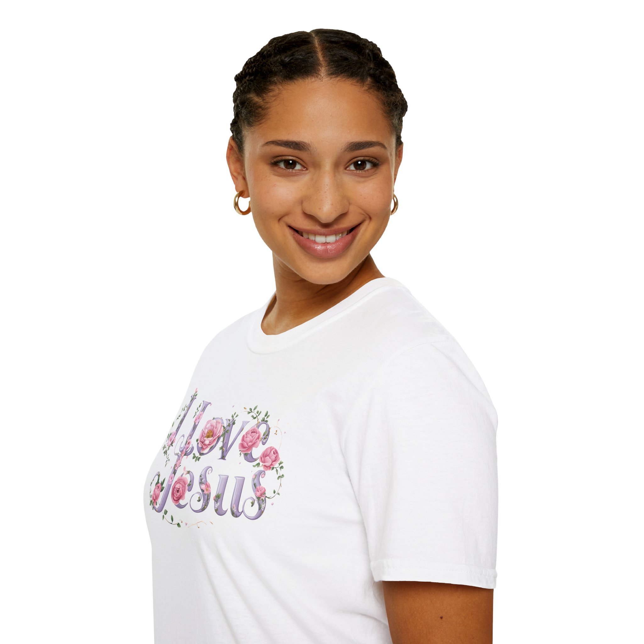 Floral 'I Love Jesus' T-Shirt - Feminine Christian Top - Soft Cotton Tee - Image 13