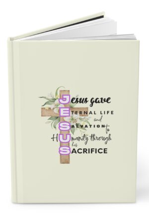 Feminine Jesus Acrostic Journal - Floral Cross Christian Notebook - John 3:16