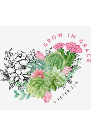 Grow in Grace Floral Heart Art - 2 Peter 3:18 Christian Gift Poster