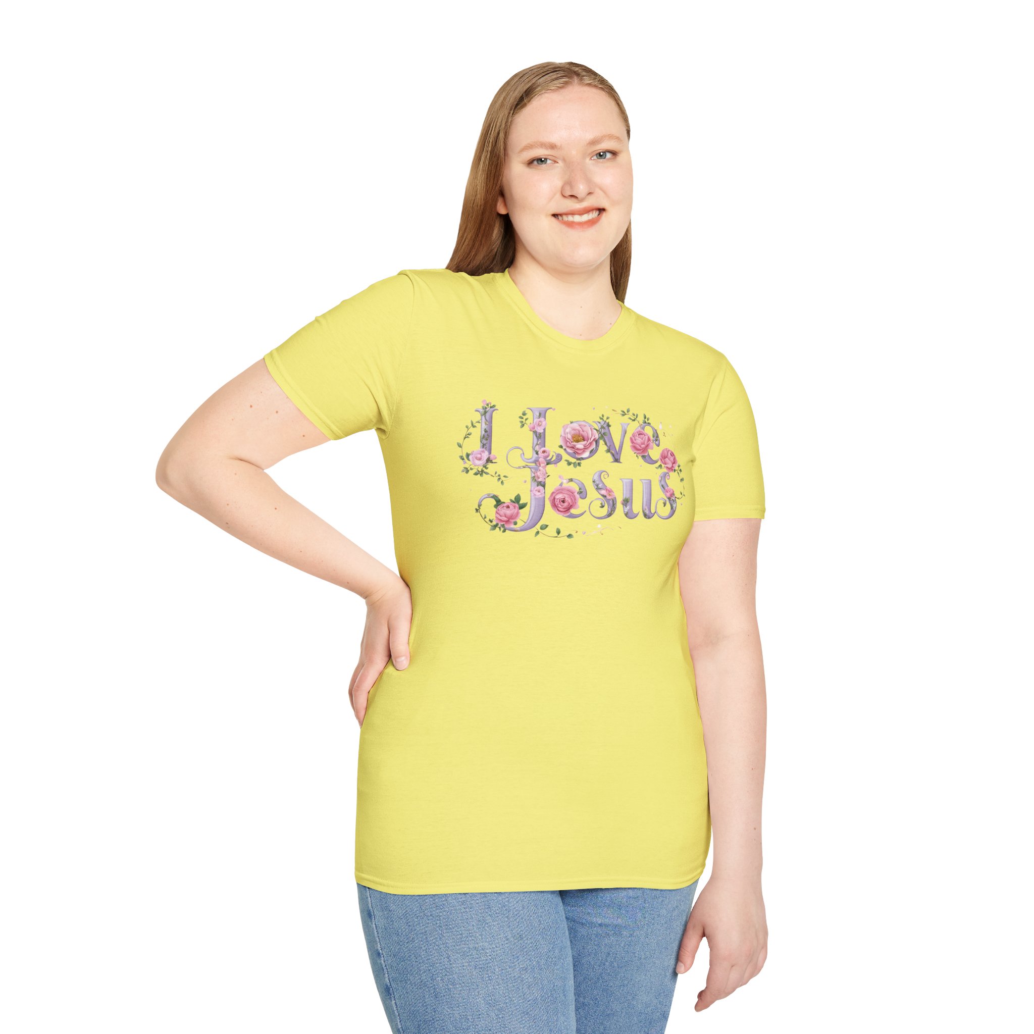 Floral 'I Love Jesus' T-Shirt - Feminine Christian Top - Soft Cotton Tee - Image 38