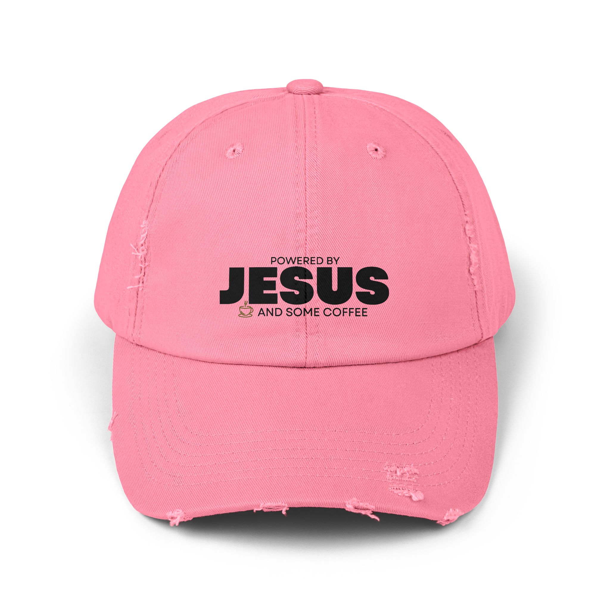 Powered by Jesus - Distressed Hat - Christian Apparel, Fun Design - Image 9
