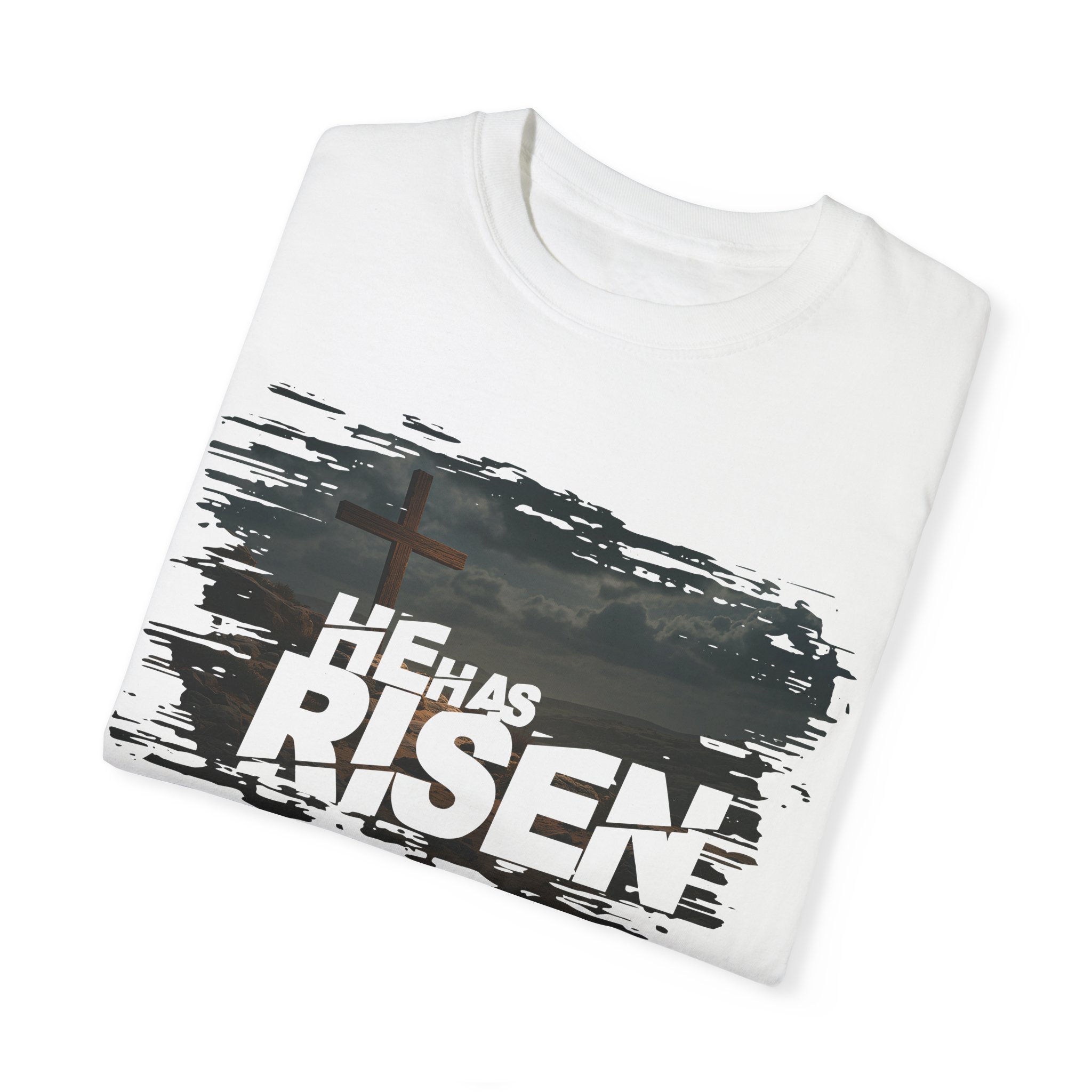 He Has Risen Matthew 28:6 v2 - Inspirational Unisex Christian T-Shirt by Love316 - Image 3