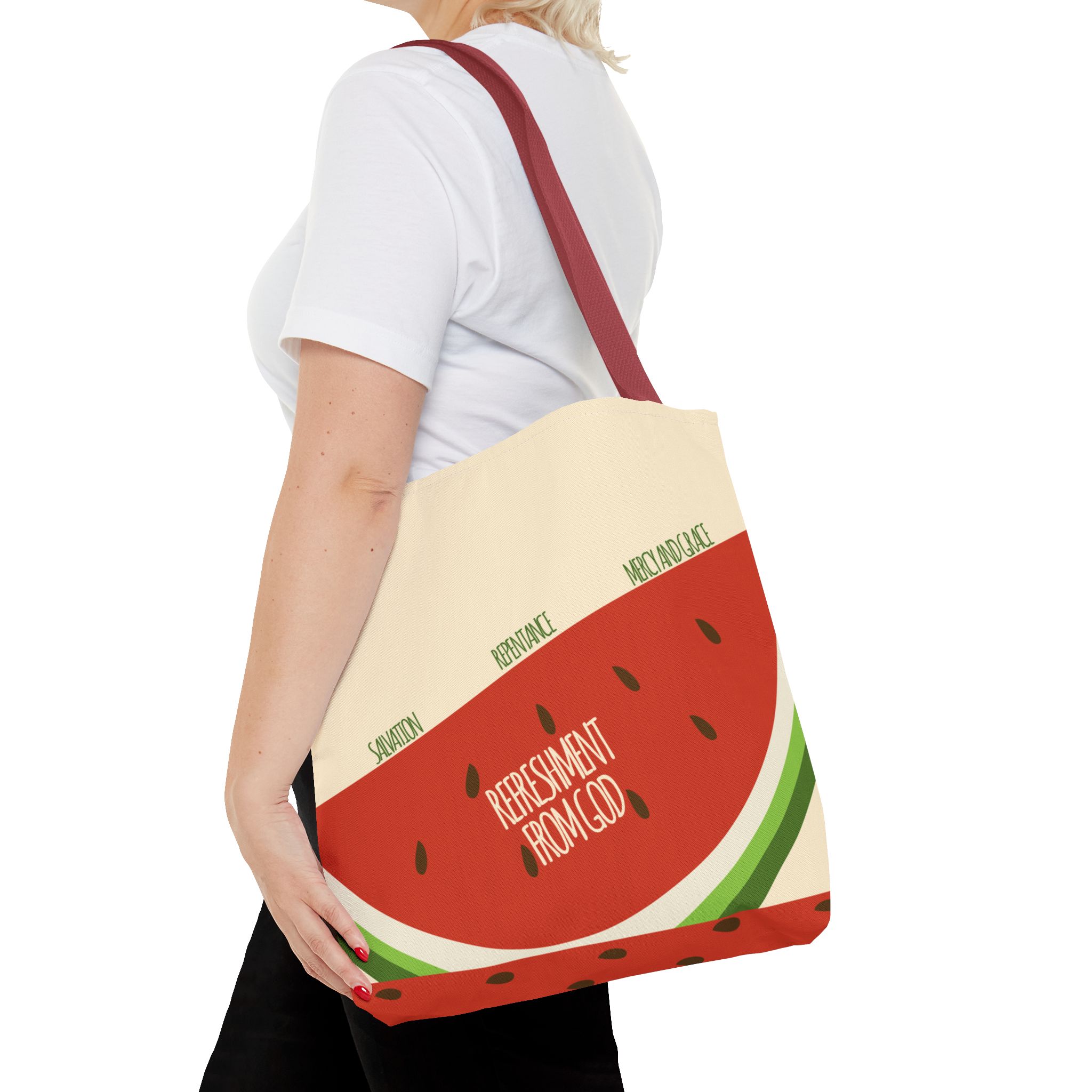 Watermelon Tote Bag - 'Salvation, Repentance, Mercy & Grace' Design, Perfect for Summer - Image 12
