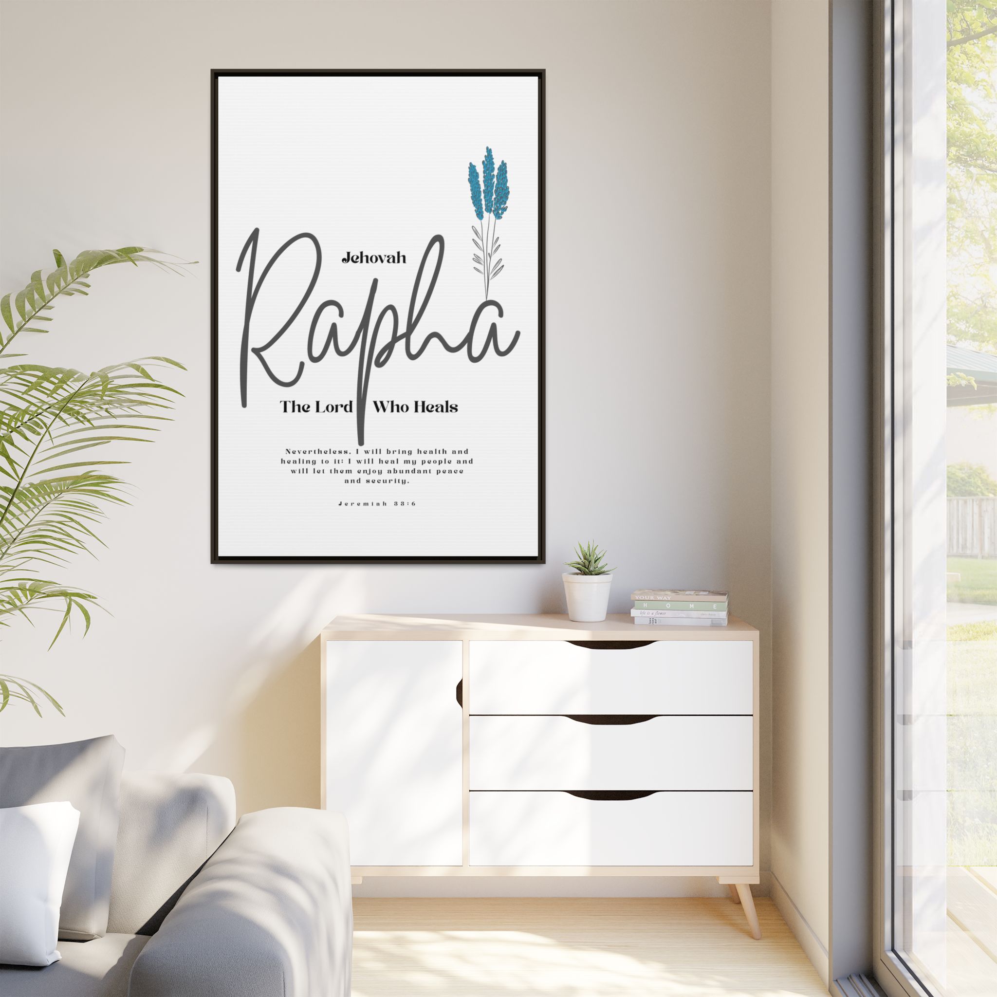 Jehovah Rapha Framed Canvas - The Lord Who Heals- Soothing Multi-Color Scripture Art - Image 55