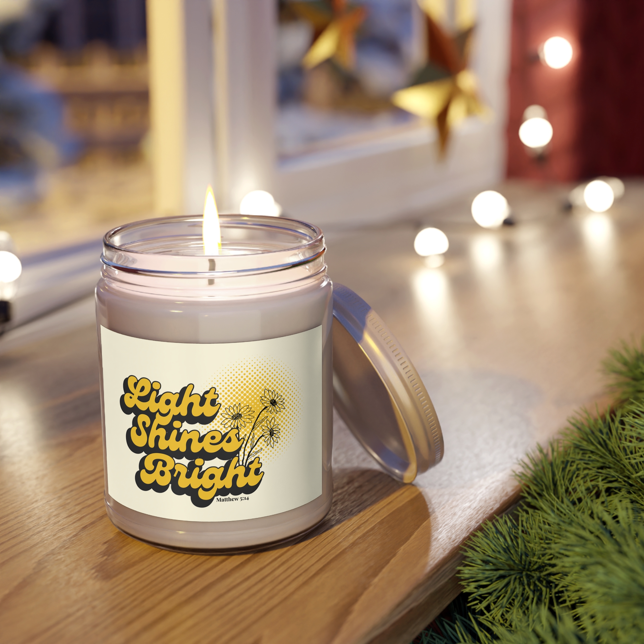 Light Shines Bright, Scented Candle - Matthew 5:14, Christian Home Decor - Image 7