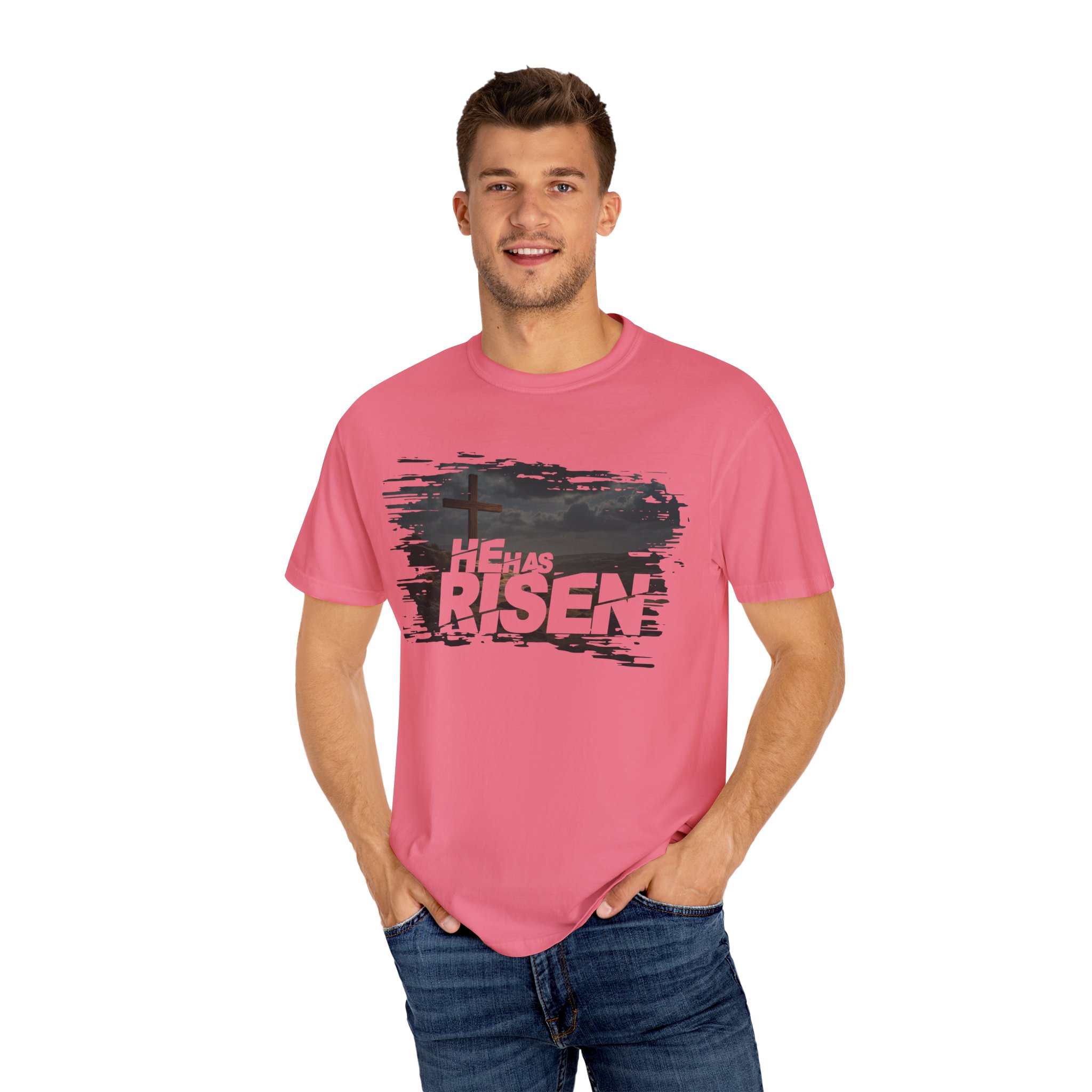 He Has Risen Matthew 28:6 v2 - Inspirational Unisex Christian T-Shirt by Love316 - Image 52