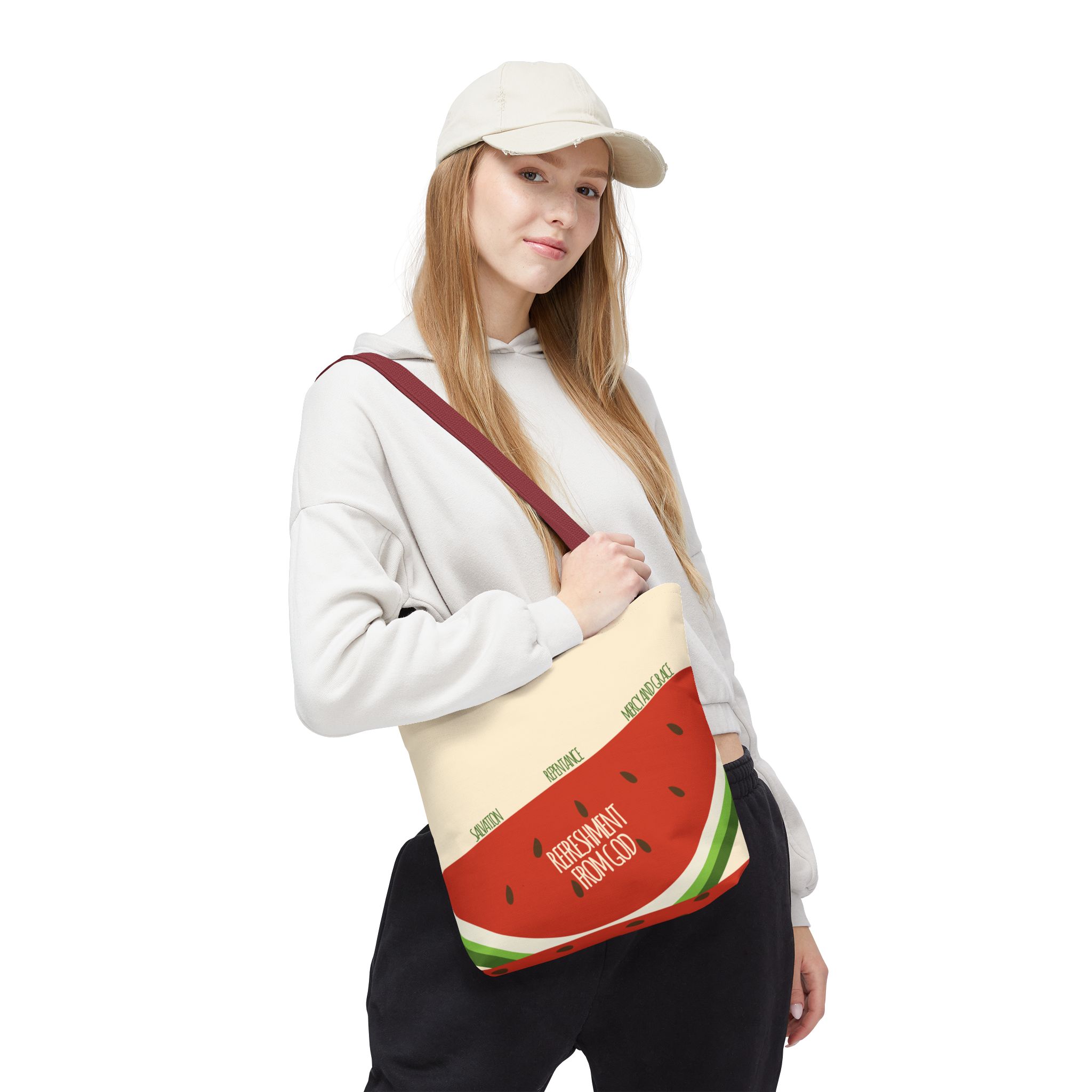 Watermelon Tote Bag - 'Salvation, Repentance, Mercy & Grace' Design, Perfect for Summer - Image 6