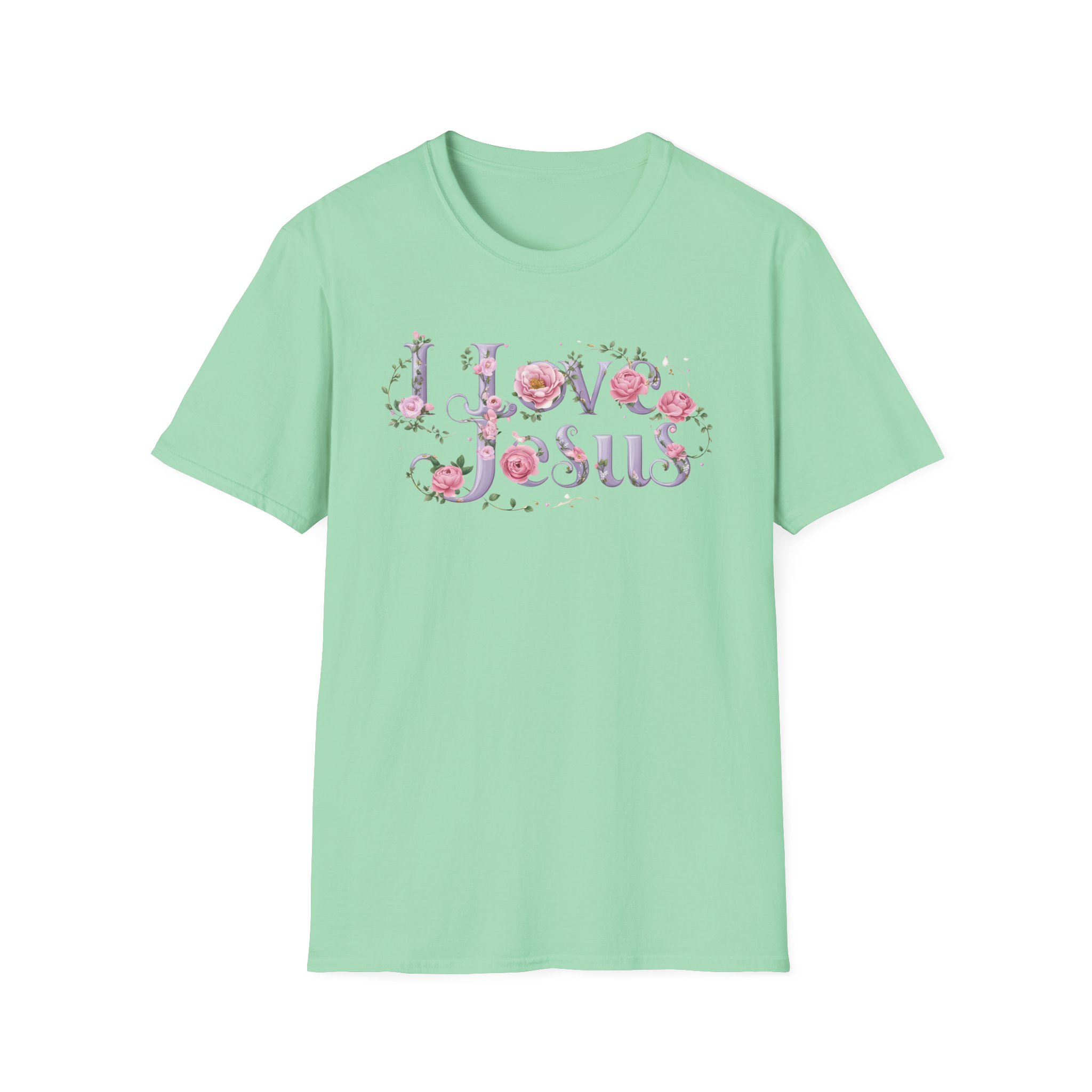 Floral 'I Love Jesus' T-Shirt - Feminine Christian Top - Soft Cotton Tee - Image 40