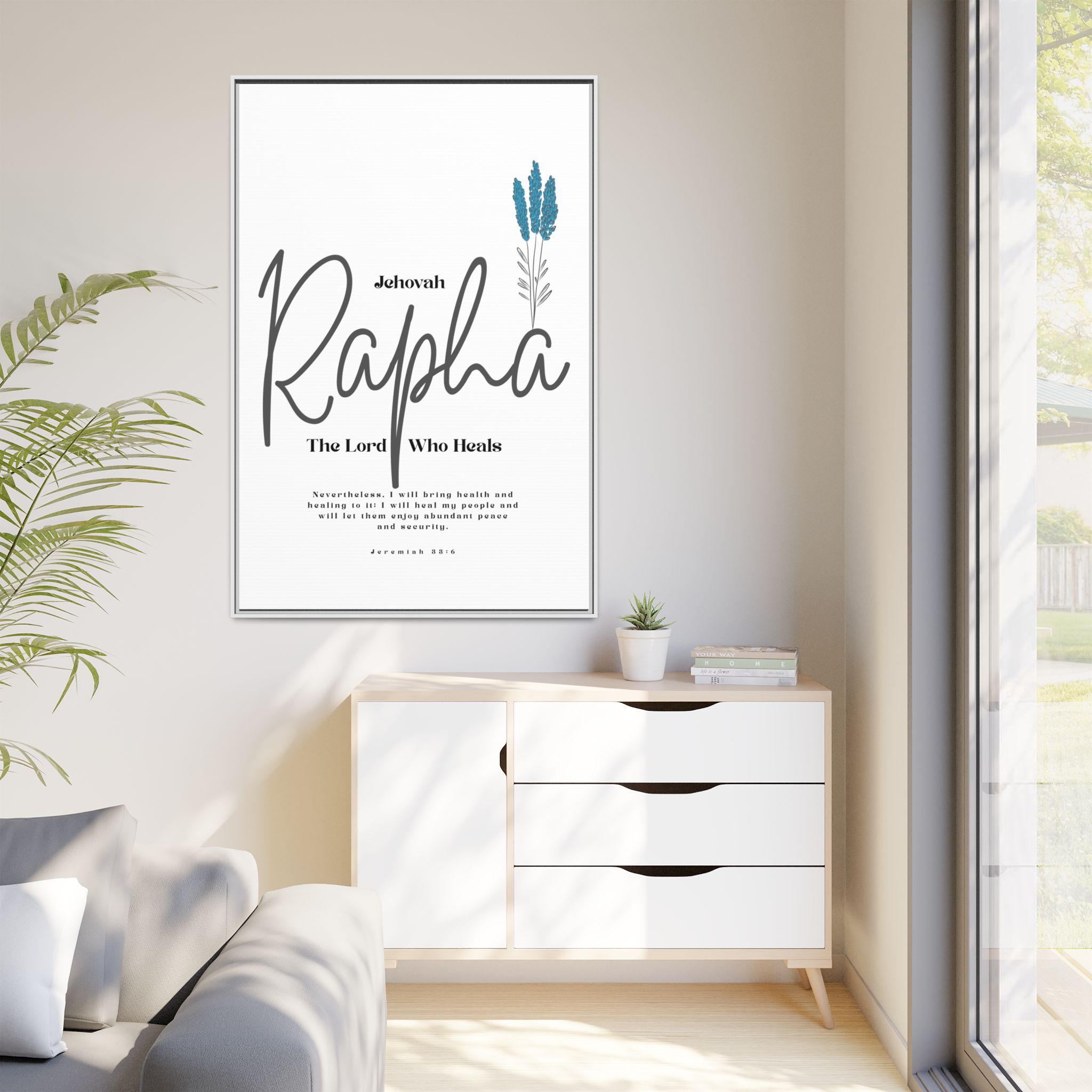 Jehovah Rapha Framed Canvas - The Lord Who Heals- Soothing Multi-Color Scripture Art - Image 59