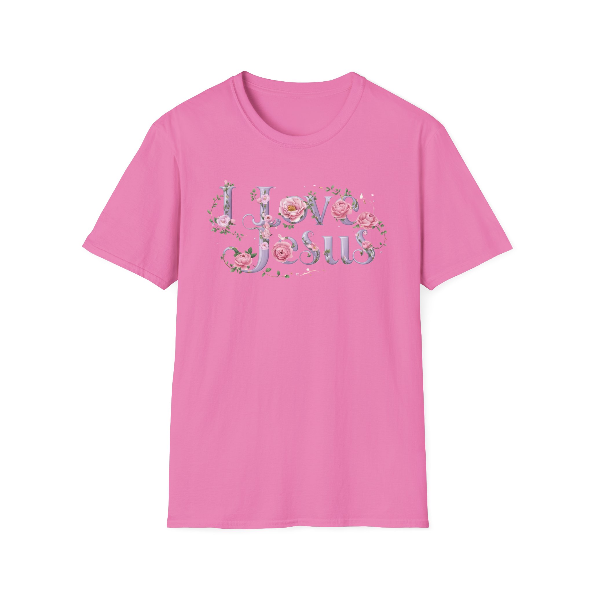 Floral 'I Love Jesus' T-Shirt - Feminine Christian Top - Soft Cotton Tee - Image 80