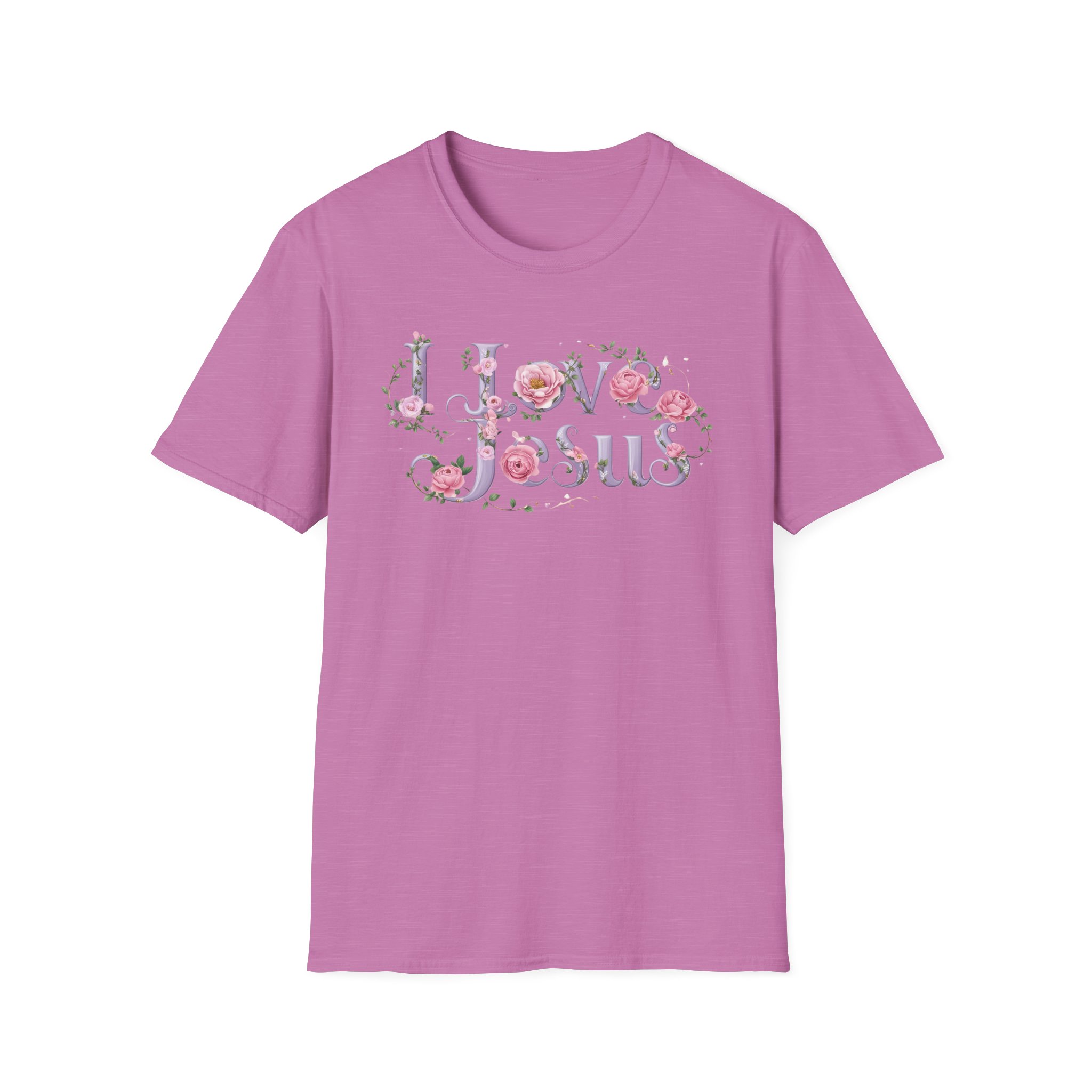 Floral 'I Love Jesus' T-Shirt - Feminine Christian Top - Soft Cotton Tee - Image 2