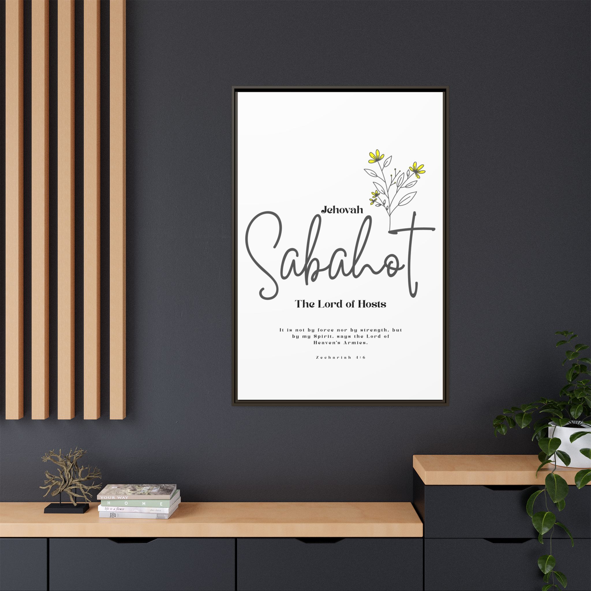 Jehovah Sabaoth Framed Canvas – The Lord of Hosts Minimalist Floral Scripture Art - Image 20