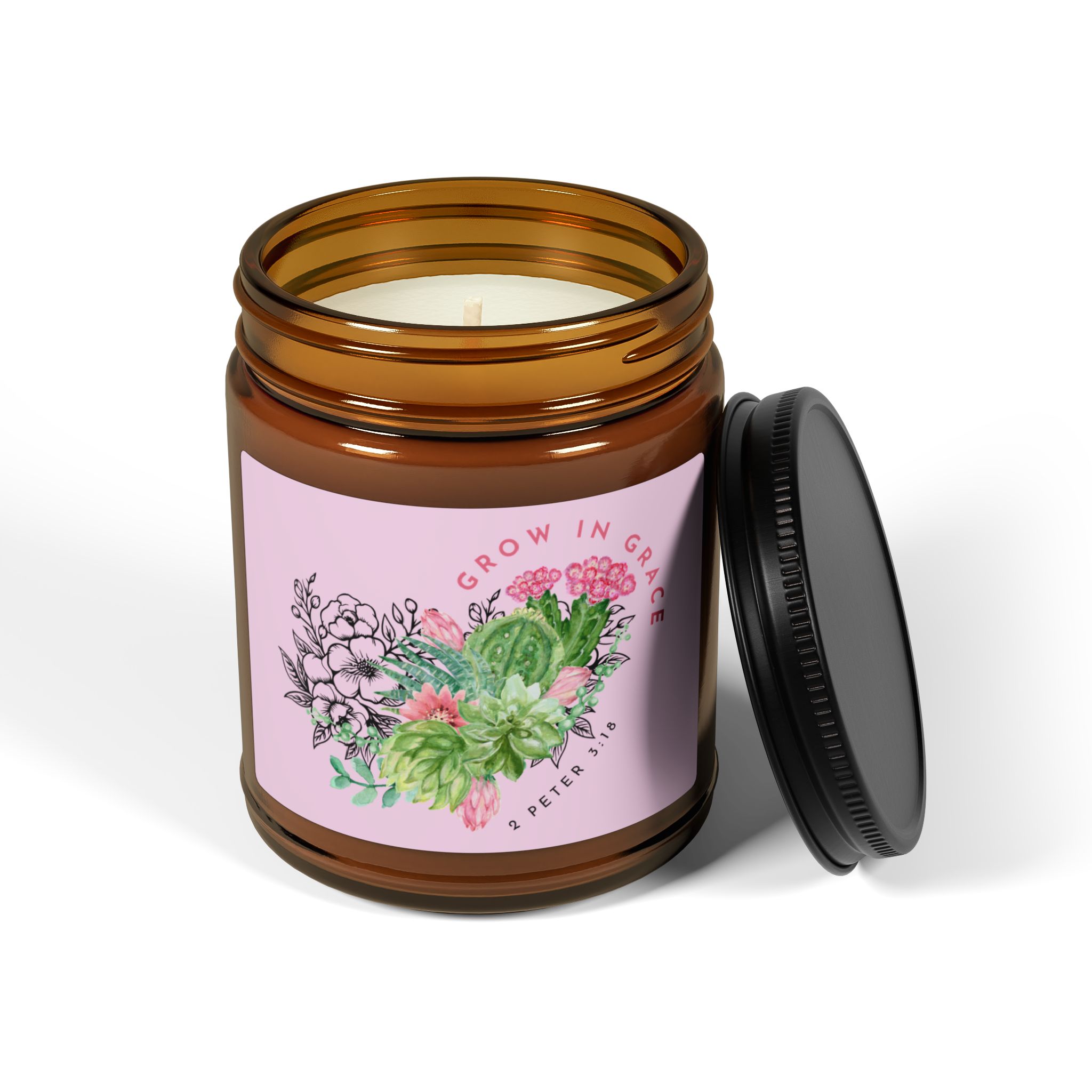 Grow in Grace, Scented Candle - 2 Peter 3:18, Christian Home Decor - Image 3